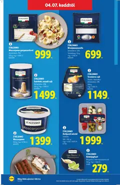 ITALIAMO Antipasti mixtál, Többféle, 390 / 410 g;, 1 kg = 5126 / 4876 Ft - amely érvényes a következő dátumtól: 01.04.2026 | Oldal: 46