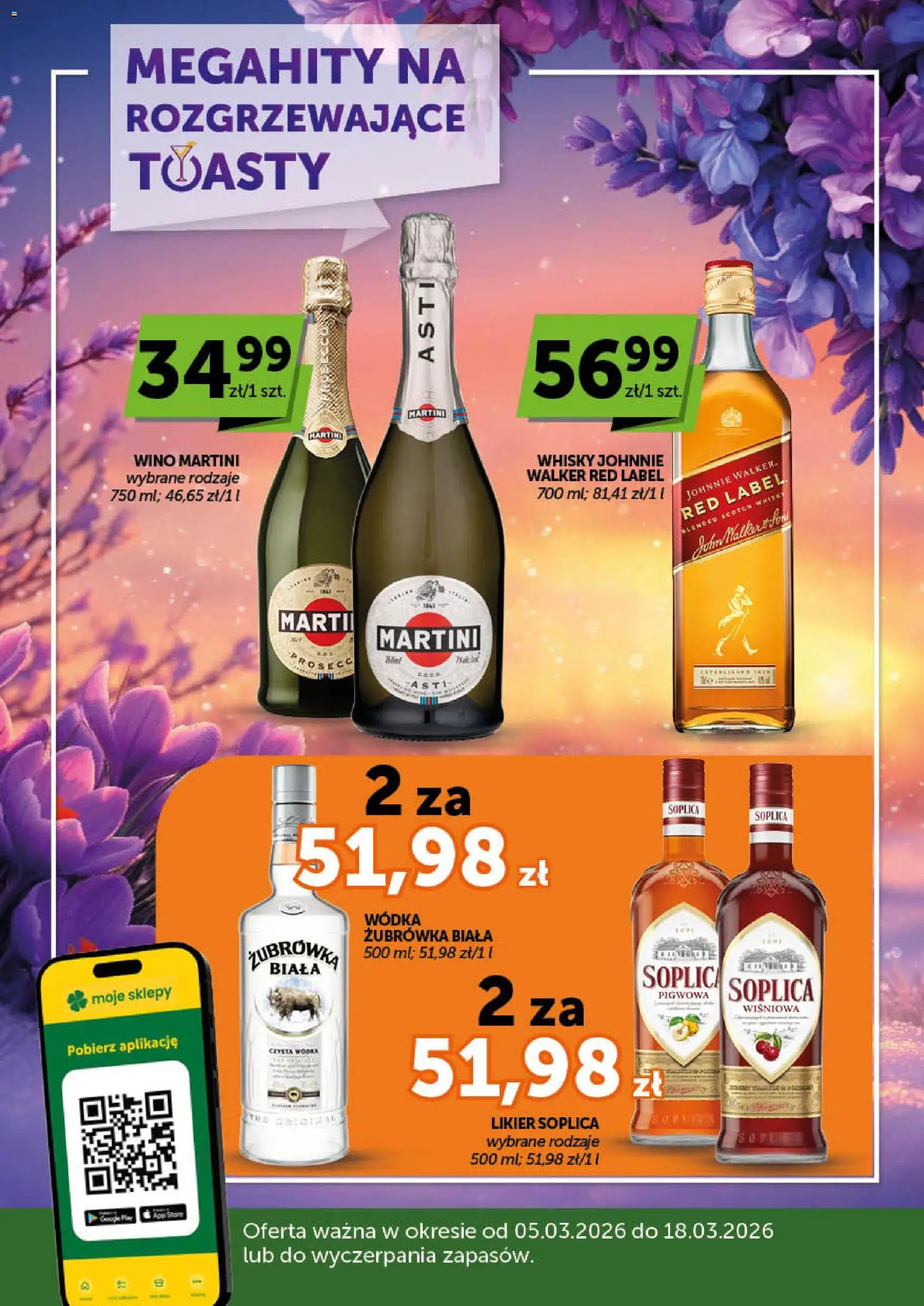 Groszek gazetka alkoholowa od 05.03.2026 | Strona: 1 | Produkty: Martini, Red label, Żubrówka, Wino