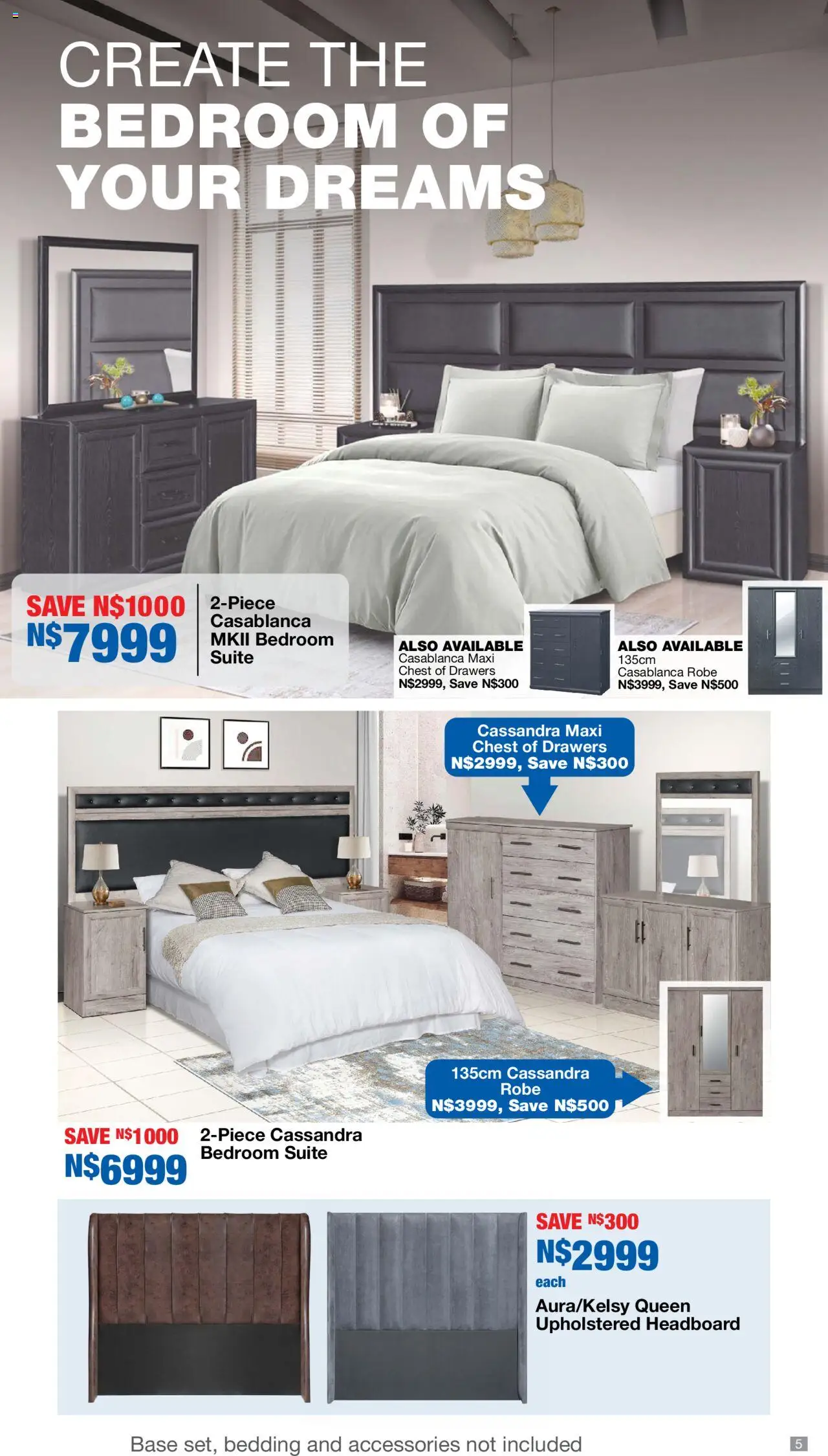 New OK Furniture catalogue – valid from 06.10.2025 | Page: 5 | Products: Headboard, Chest of drawers