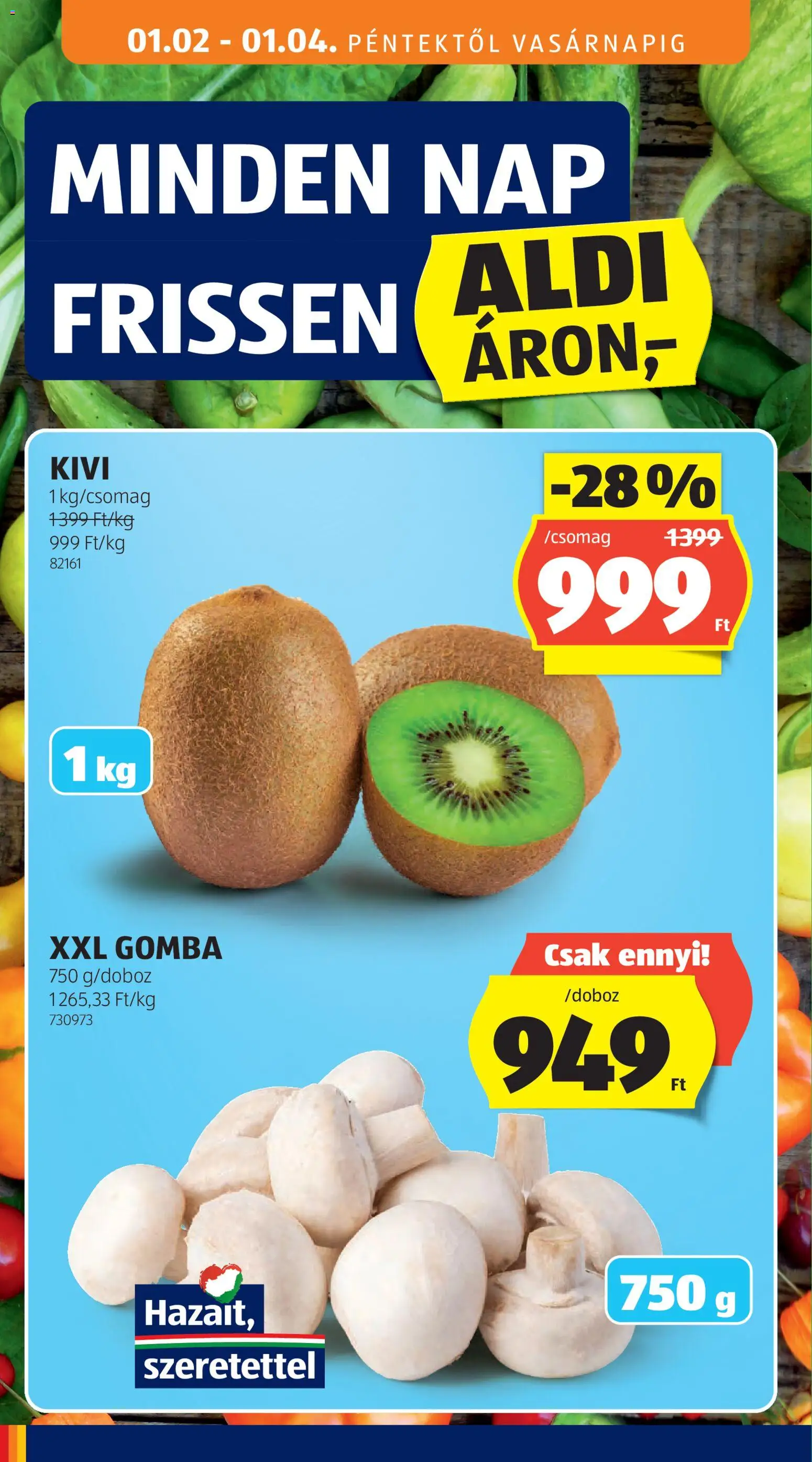 Aldi akciós ujság - amely érvényes a következő dátumtól: 02.01.2026 | Oldal: 12 | Termékek: Gomba, Kiwi