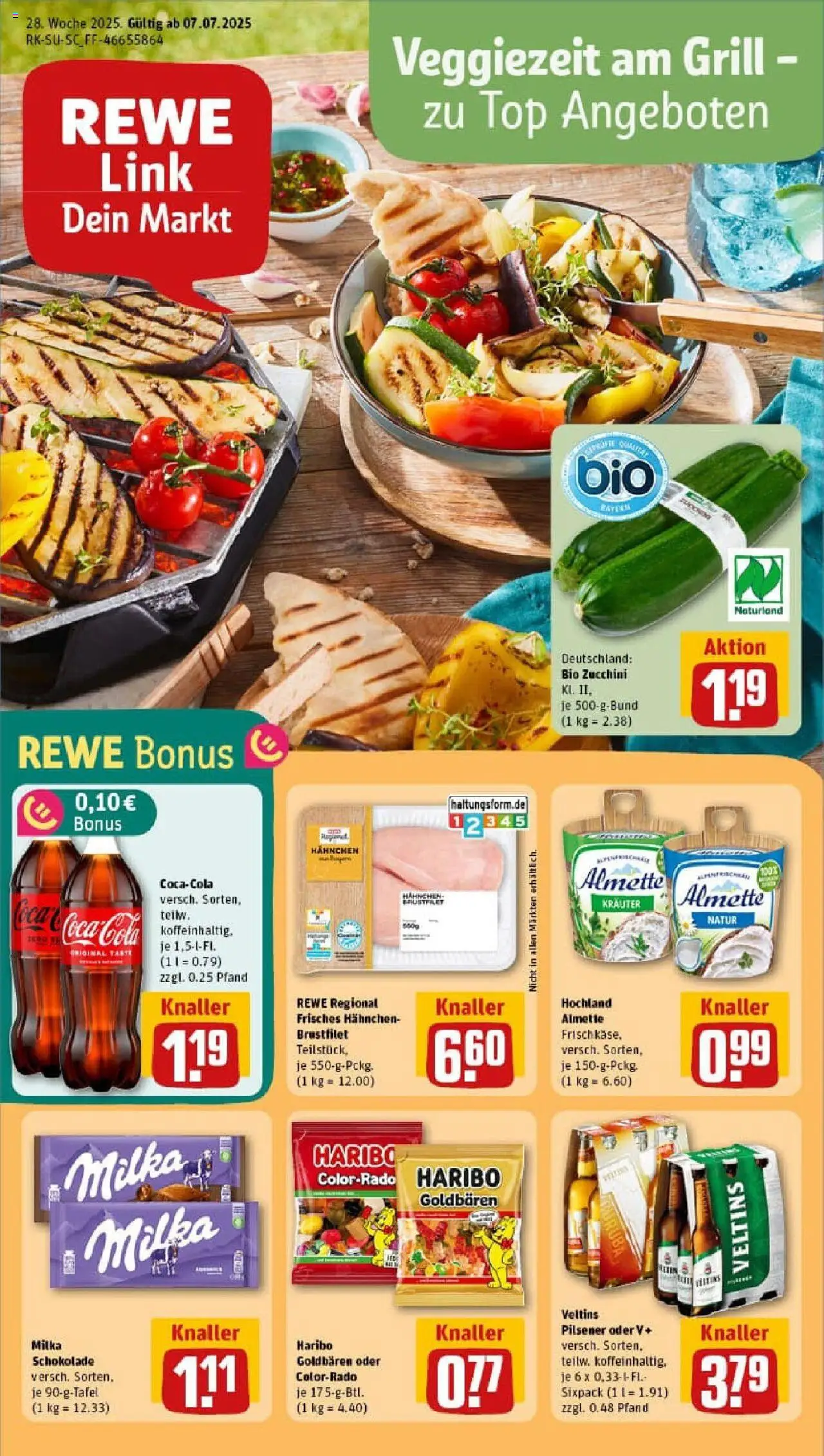 Rewe prospekt München	 - gültig ab dem 06.07.2025 | Seite: 1 | Produkte: Almette, Haribo, Milka schokolade, Zucchini