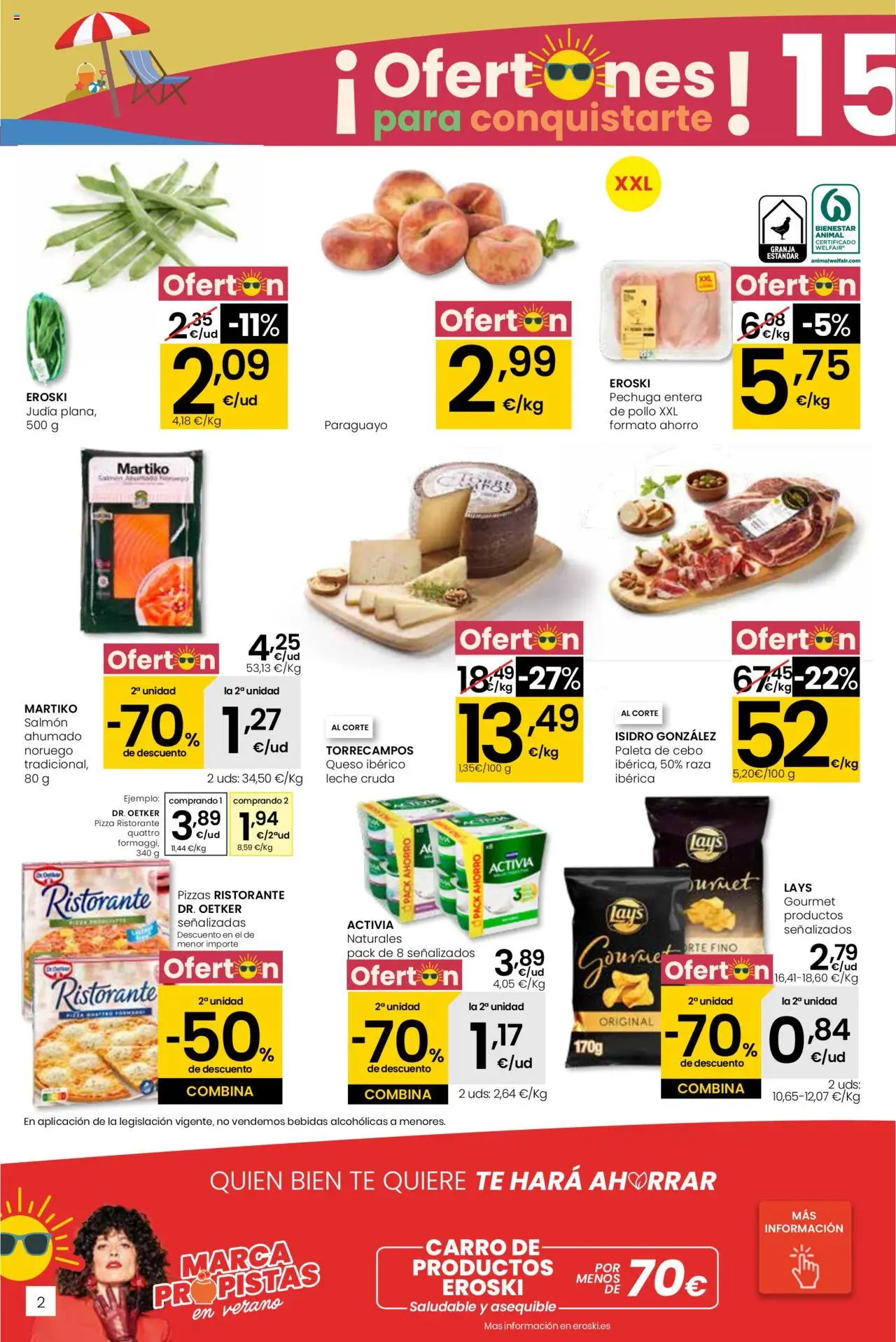 Eroski - Para conquistarte │ válido desde el 31.07.2025 | Página: 2 | Productos: Leche, Queso, Pizza, Té