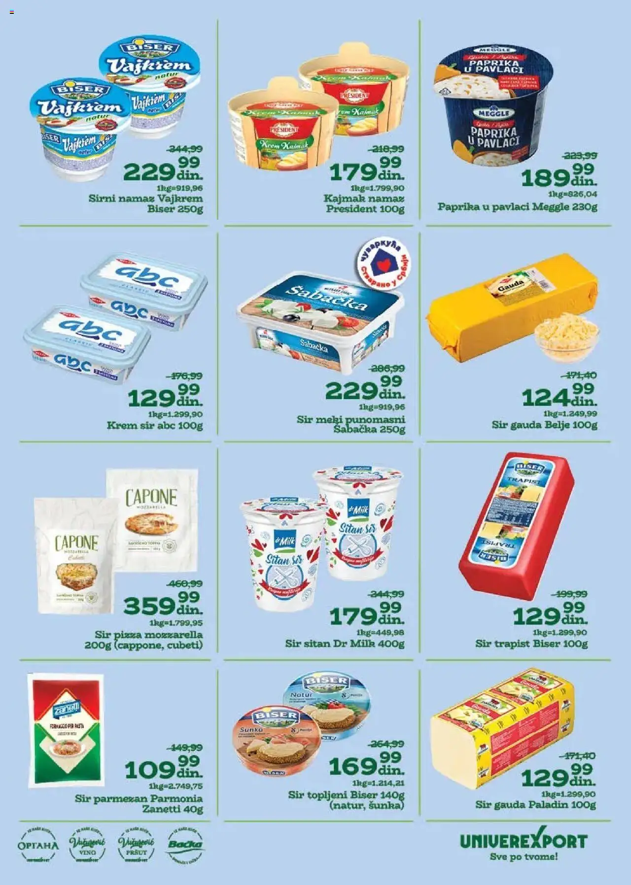 Univerexport katalog - važi od 04.08.2025 | Strana: 9 | Proizvode: Paprika, Krem sir, Šunka, Kajmak