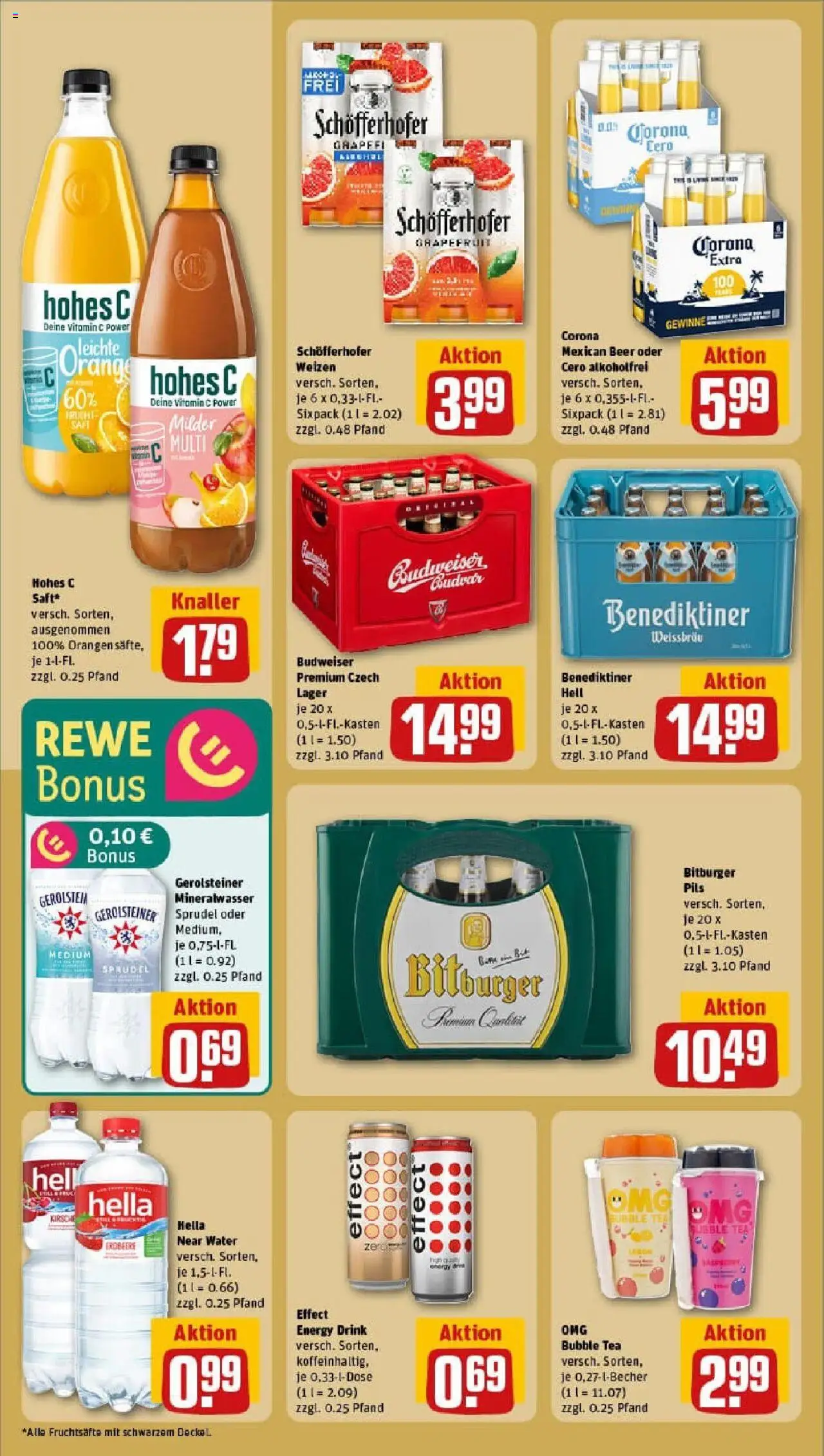 Rewe prospekt Brühl	 - gültig ab dem 06.07.2025 | Seite: 18 | Produkte: Benediktiner hell, Hella, Budweiser, Saft