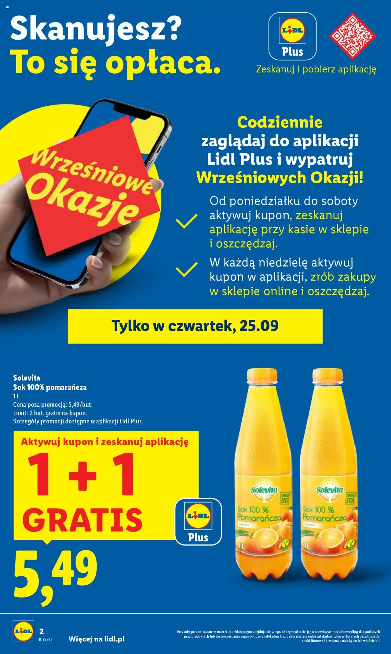 Lidl Gazetka od 25.09.2025 | Strona: 2 | Produkty: Sok