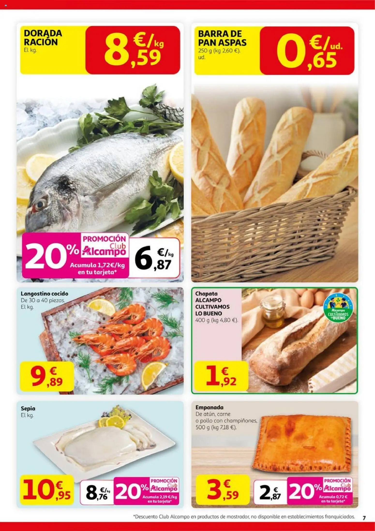 Alcampo -  SM Nacional │ válido desde el 23.10.2025 | Página: 7 | Productos: Pan, Langostino