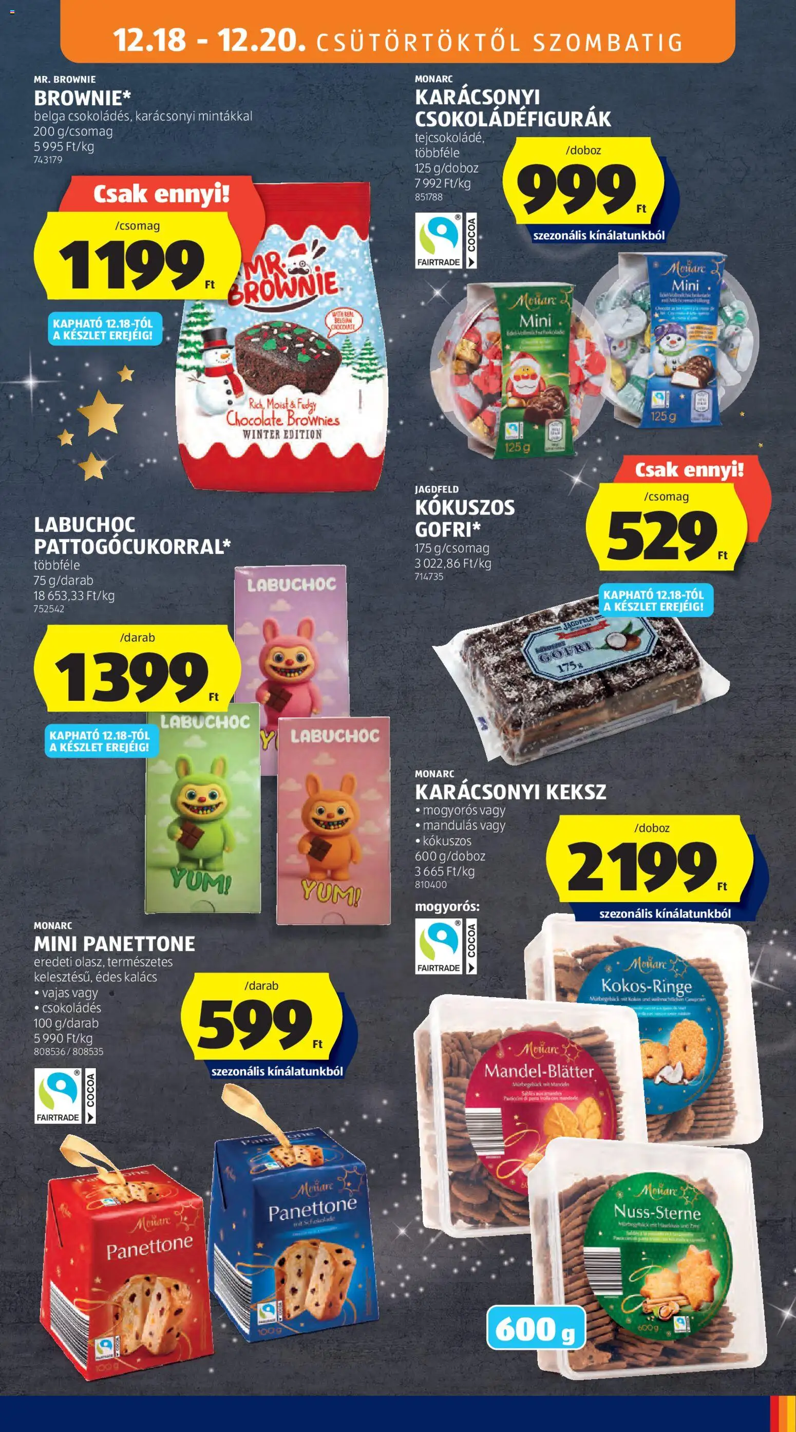 Aldi akciós ujság - amely érvényes a következő dátumtól: 18.12.2025 | Oldal: 23 | Termékek: Kalács, Panettone, Brownie, Keksz