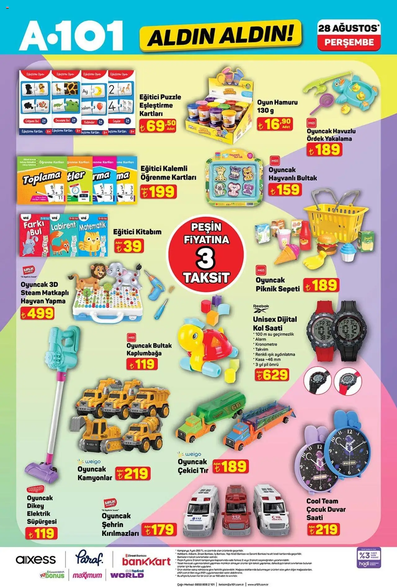 A101 Katalog Aldın Aldın - 28.08.2025 tarihinden itibaren geçerlidir | Sayfa: 9 | Ürünler: Su, Oyun hamuru, Oyun, Kasa
