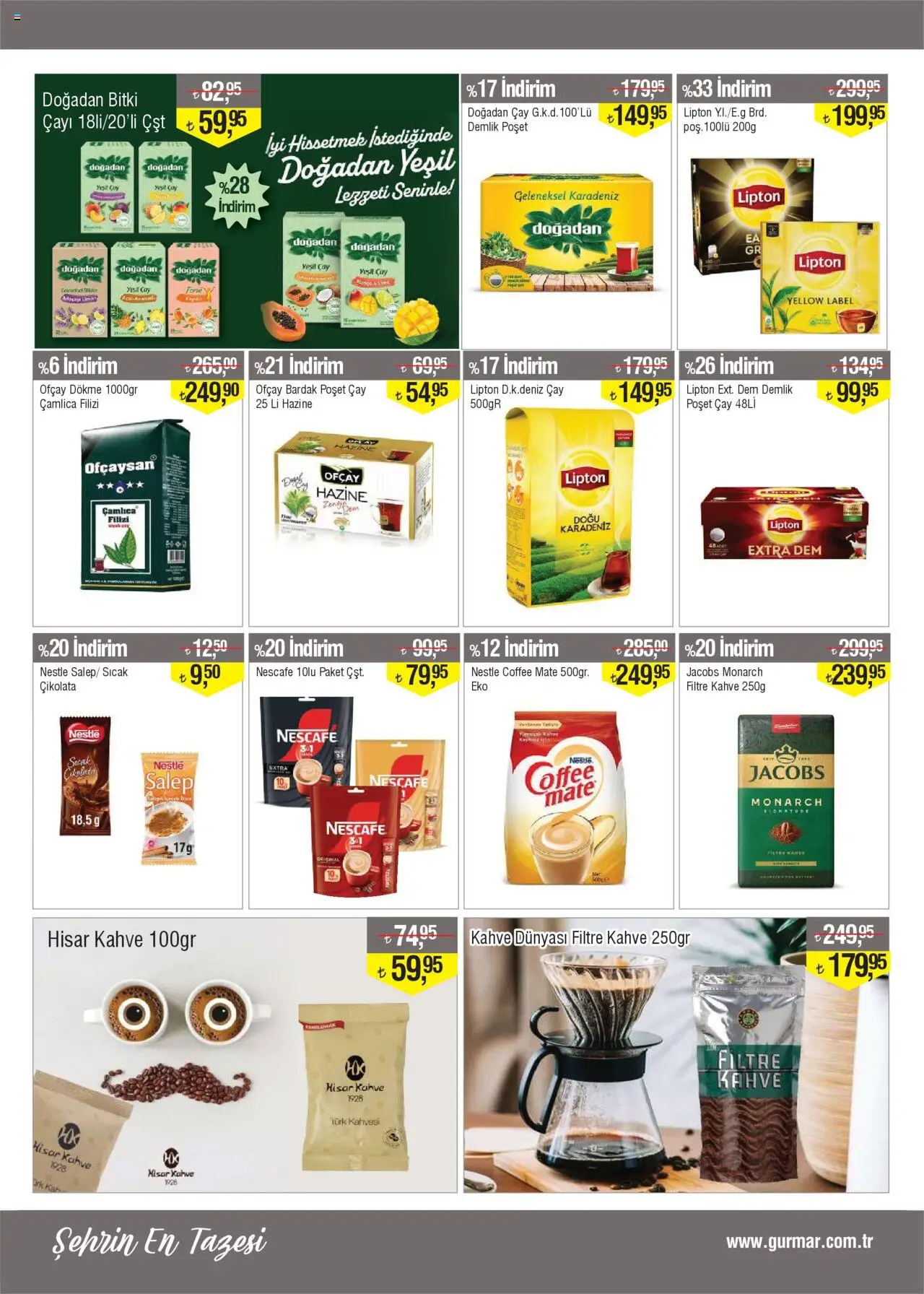 Gürmar - Katalog - 16.10.2025 tarihinden itibaren geçerlidir | Sayfa: 9 | Ürünler: Kahve, Çikolata, Çay, Bardak poşet çay