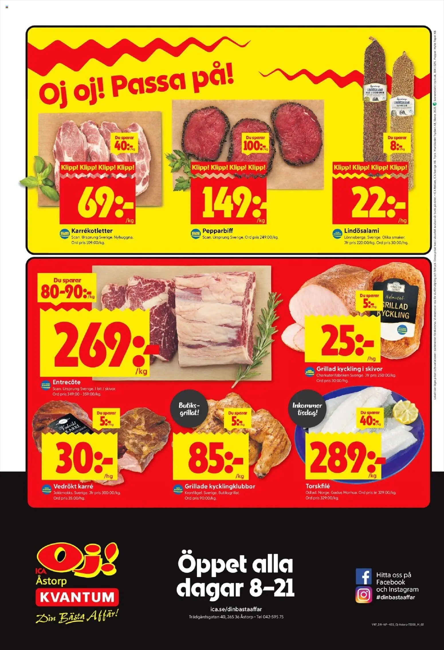 ICA Kvantum reklamblad aktuell från 17.11.2025 | Sida: 9 | Produkter: Torskfile, Entrecote, Papper