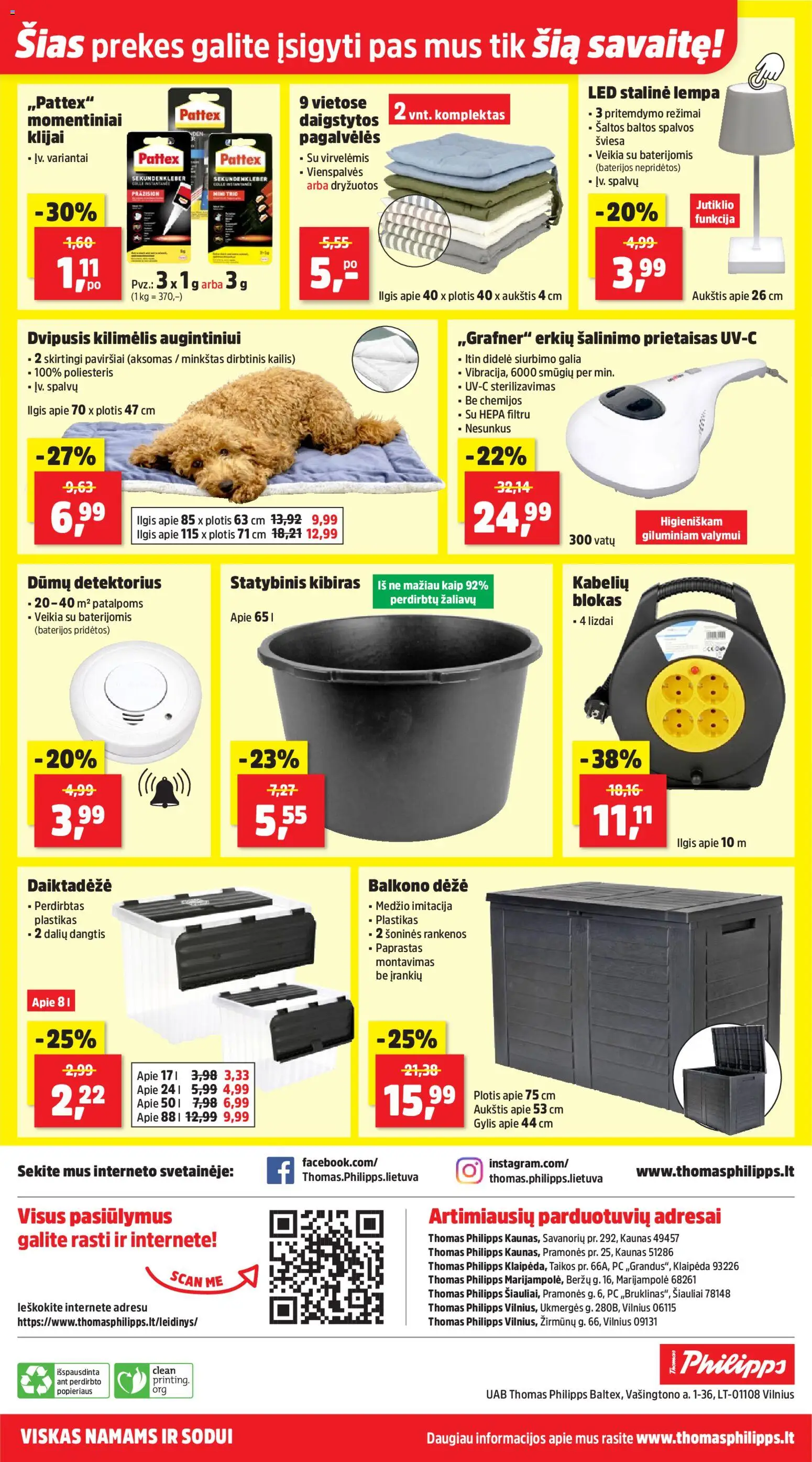 Thomas Philipps akcijos nuo 17.02.2026 | Puslapis: 8 | Prekių: Kilimėlis, Dėžė, Lempa, Kibiras