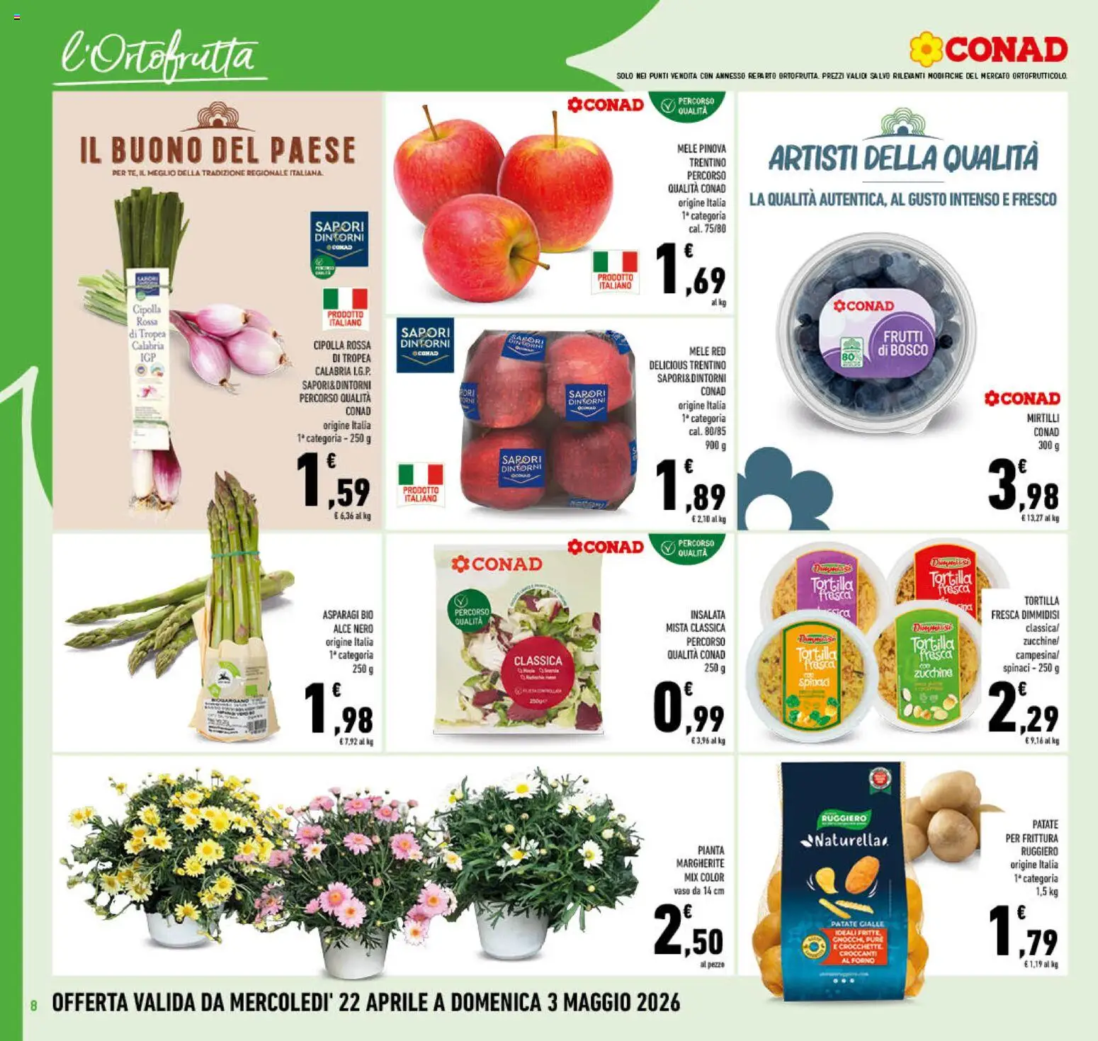 Volantino Conad del 22.04.2026 | Pagina: 8 | Prodotti: Crocchette, Mirtilli, Zucchine, Forno
