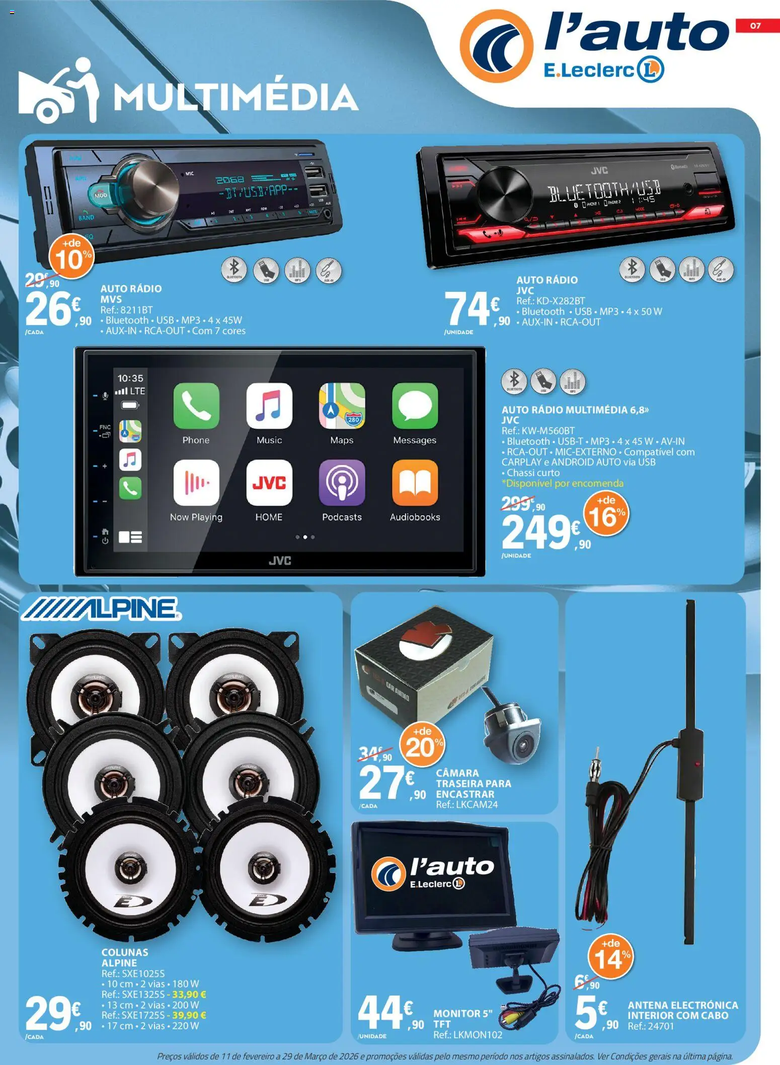 E.Leclerc folheto Auto │ válido de 11.02.2026 | Página: 7 | Produtos: Rádio, Cabo, Antena, USB
