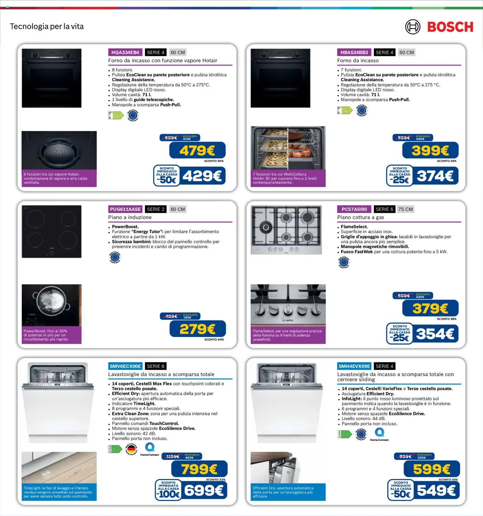 Volantino Euronics del 19.02.2026 | Pagina: 52 | Prodotti: Pavimento, Piano cottura, Lavastoviglie, Forno