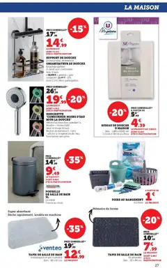 Super U - Prévisualisation de Super U - Le blanc valide à partir de 27.12.2025 | Page: 27 | Produits: Poubelle, Douche, Tapis, Rideau