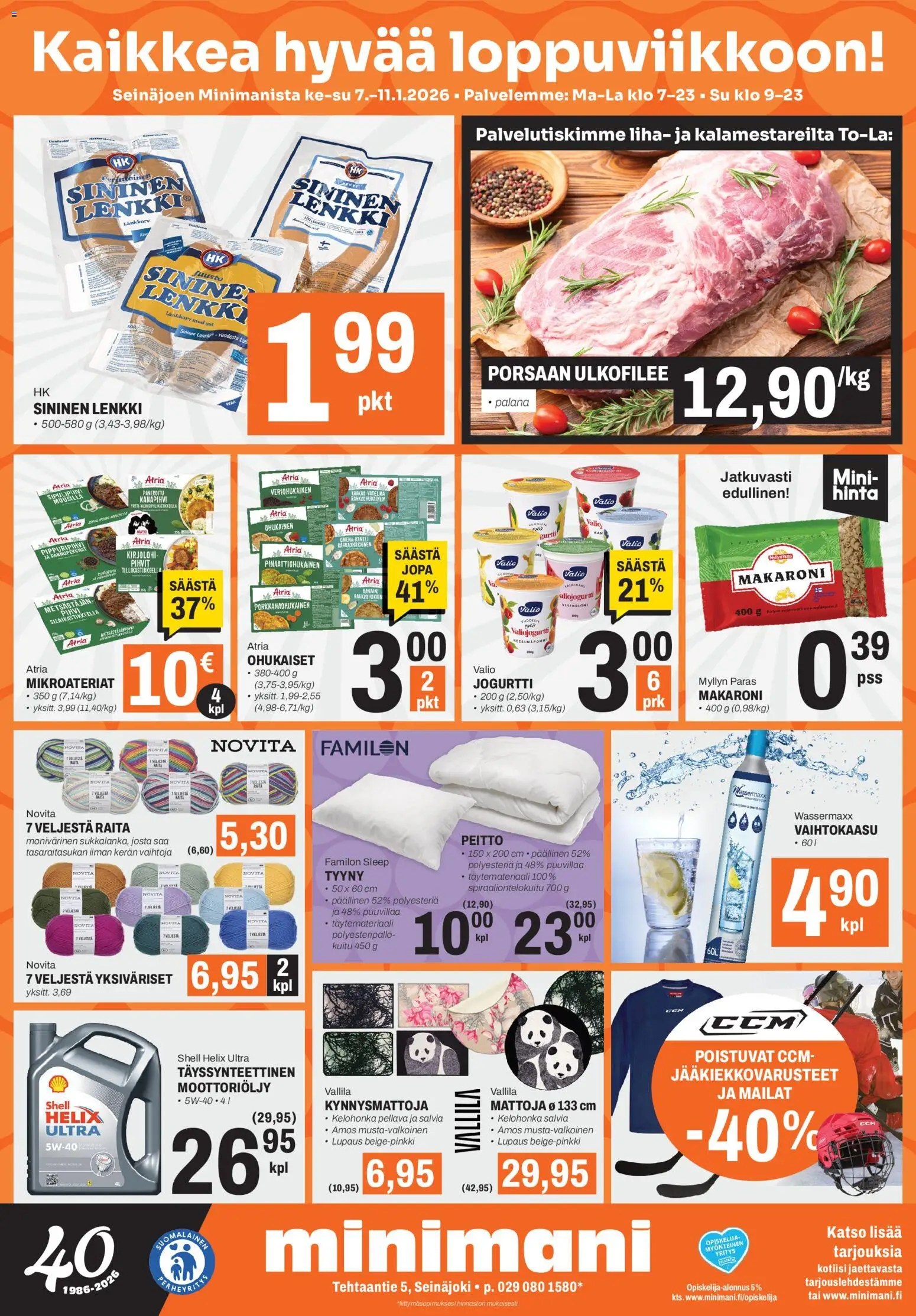 Minimani Tarjoukset - Seinäjoki – voimassa 07.01.2026 alkaen | Sivu: 1 | Tuotteet: Vadelma, Kirjolohi, Jogurtti, Pihvi