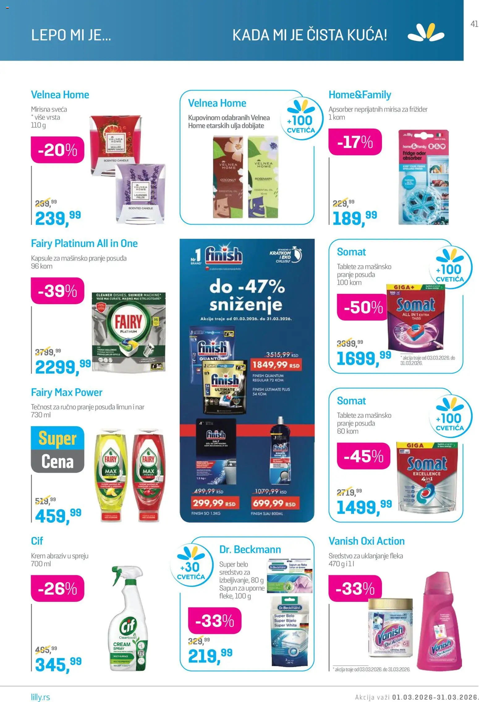 Lilly drogerie katalog - važi od 01.03.2026 | Strana: 41 | Proizvode: Somat, So, Frižider, Sapun