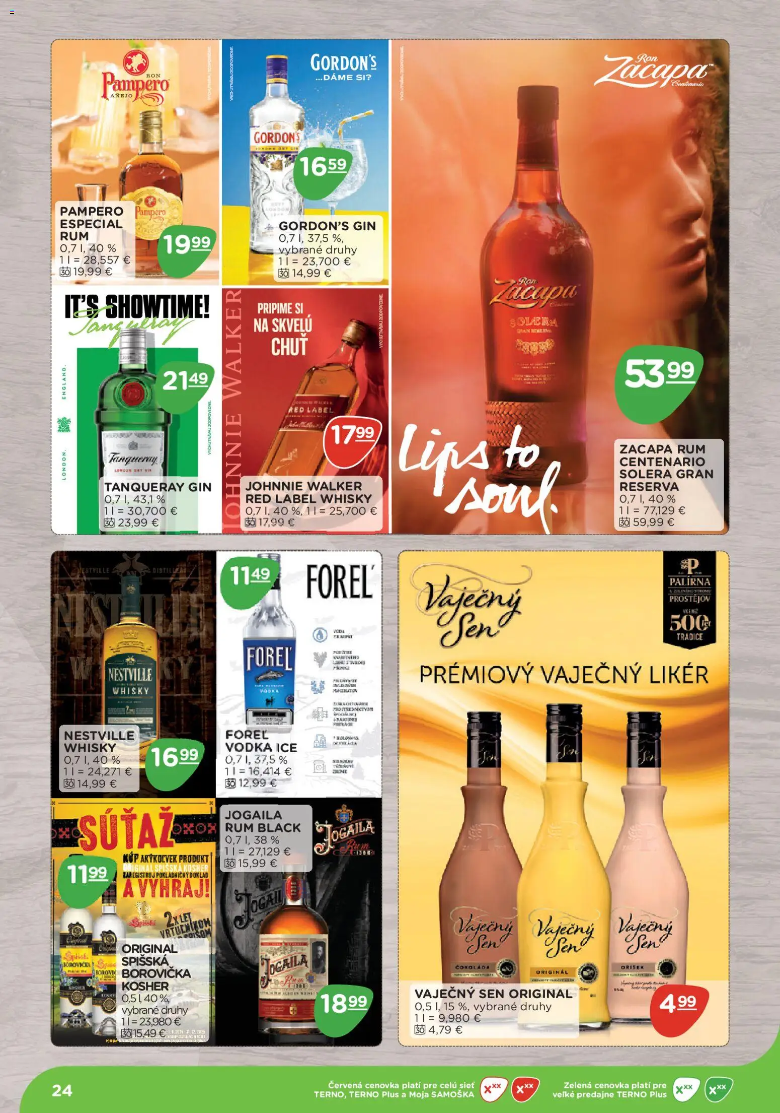 Nové Terno akcie – leták je platný od 10.11.2025 | Strana: 24 | Produkty: Borovička, Čokoláda, Vodka, Rum