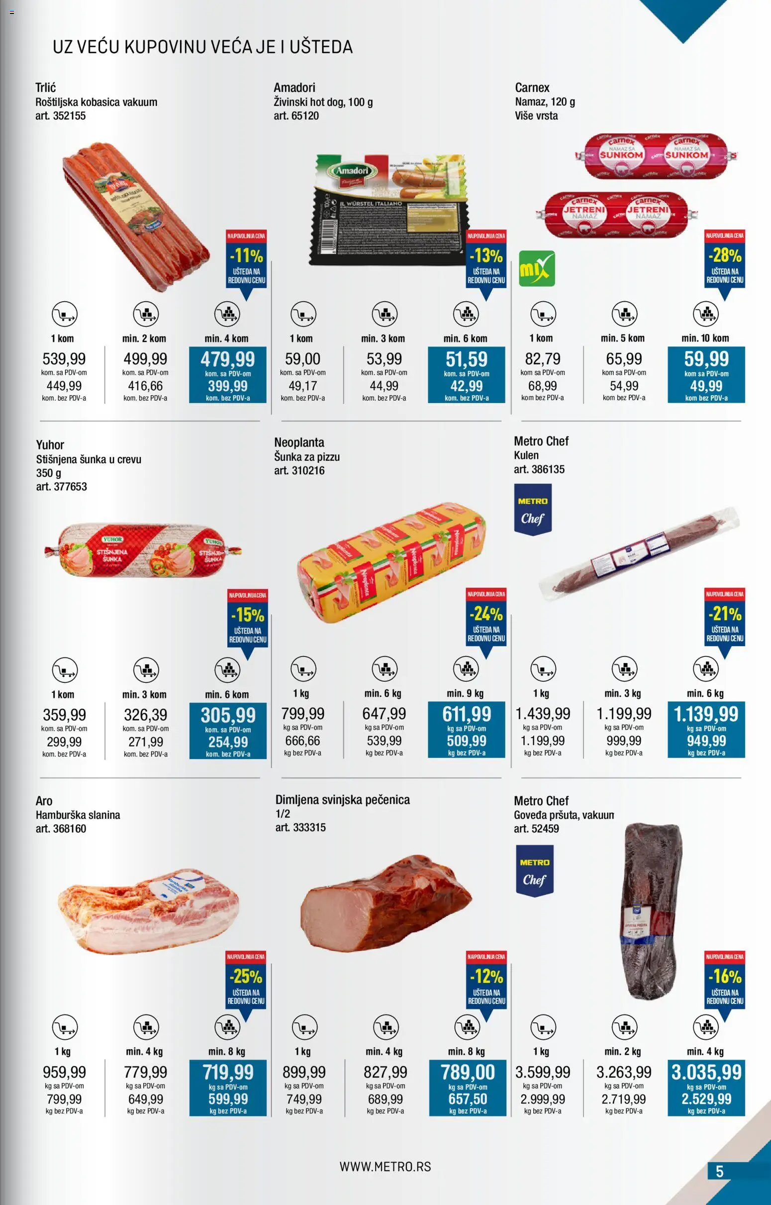 Metro katalog - važi od 01.11.2025 | Strana: 5 | Proizvode: Šunka, Slanina, Kobasica, Pečenica