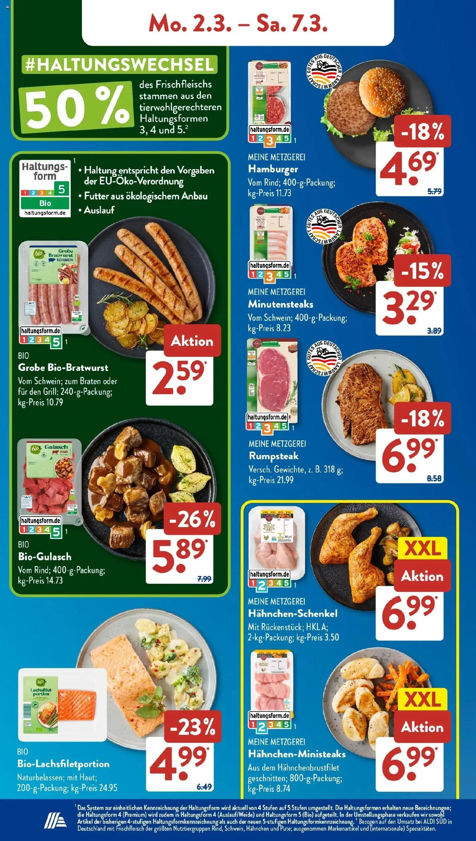 Aldi Süd Wochenangebote – gültig ab 02.03.2026 | Seite: 6 | Produkte: Hahnchen, Hahnchenschenkel, Bratwurst, Gulasch