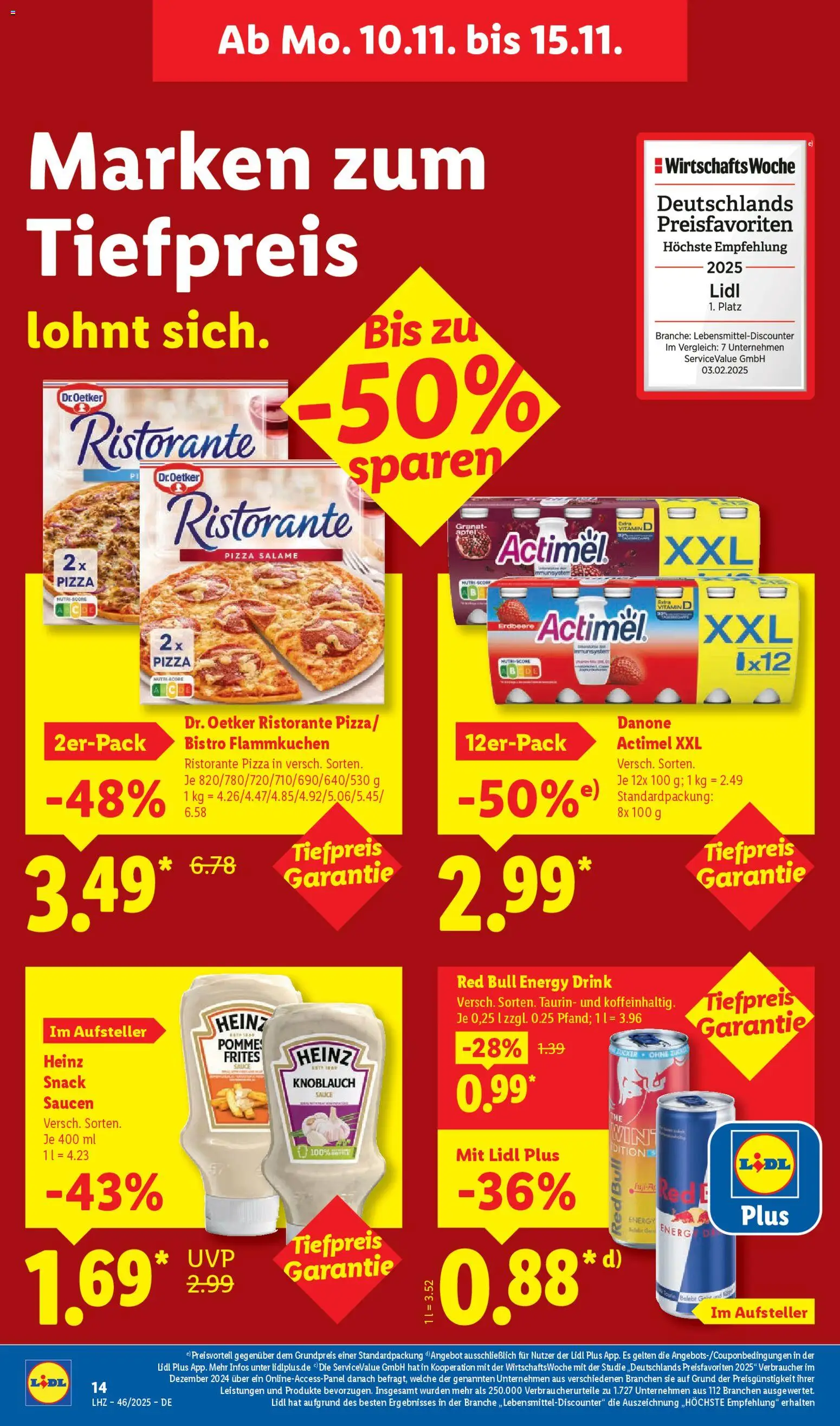 Lidl Prospekt Lüchow – gültig ab 10.11.2025 | Seite: 20 | Produkte: Actimel, Energy, Knoblauch, Pizza