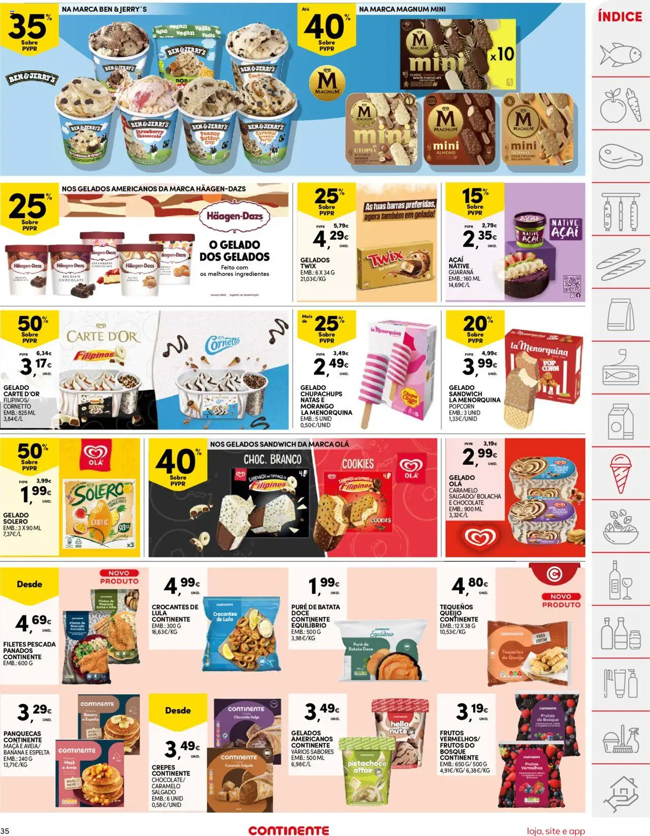 Continente folheto │ válido de 21.10.2025 | Página: 35 | Produtos: Panquecas, Maça, Gelado sandwich, Natas
