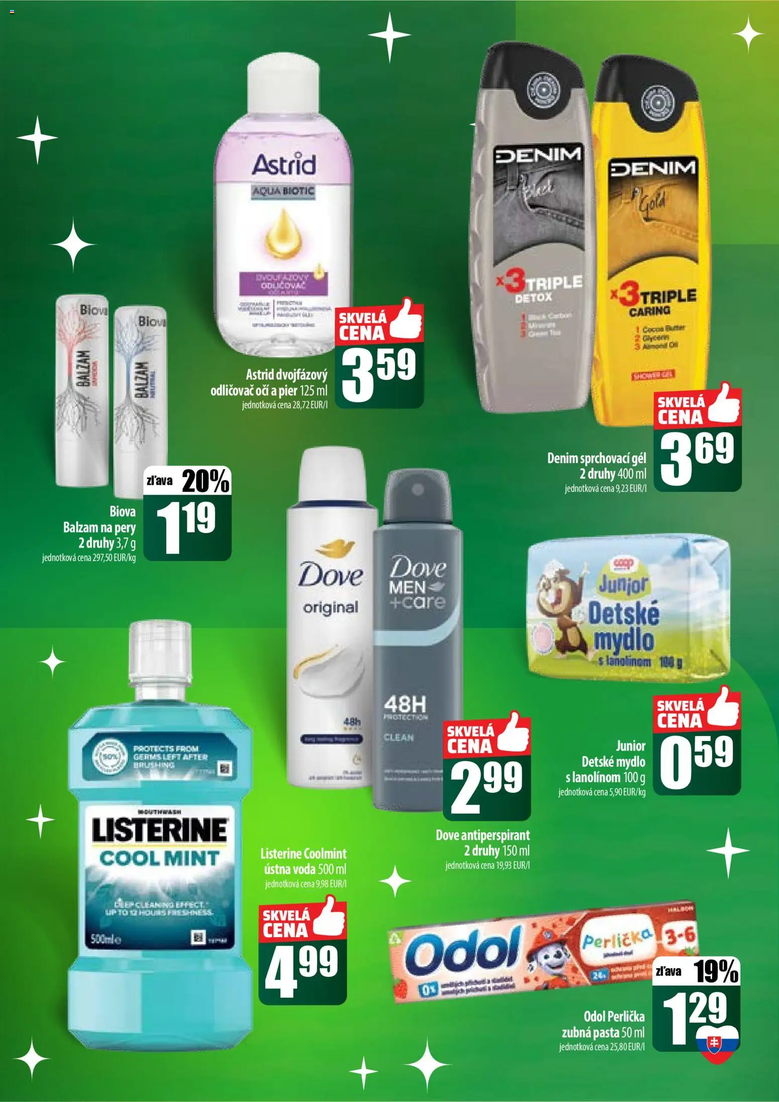 Nové COOP Jednota akcie – leták je platný od 11.12.2025 | Strana: 58 | Produkty: Odličovač očí, Mydlo, Antiperspirant, Voda