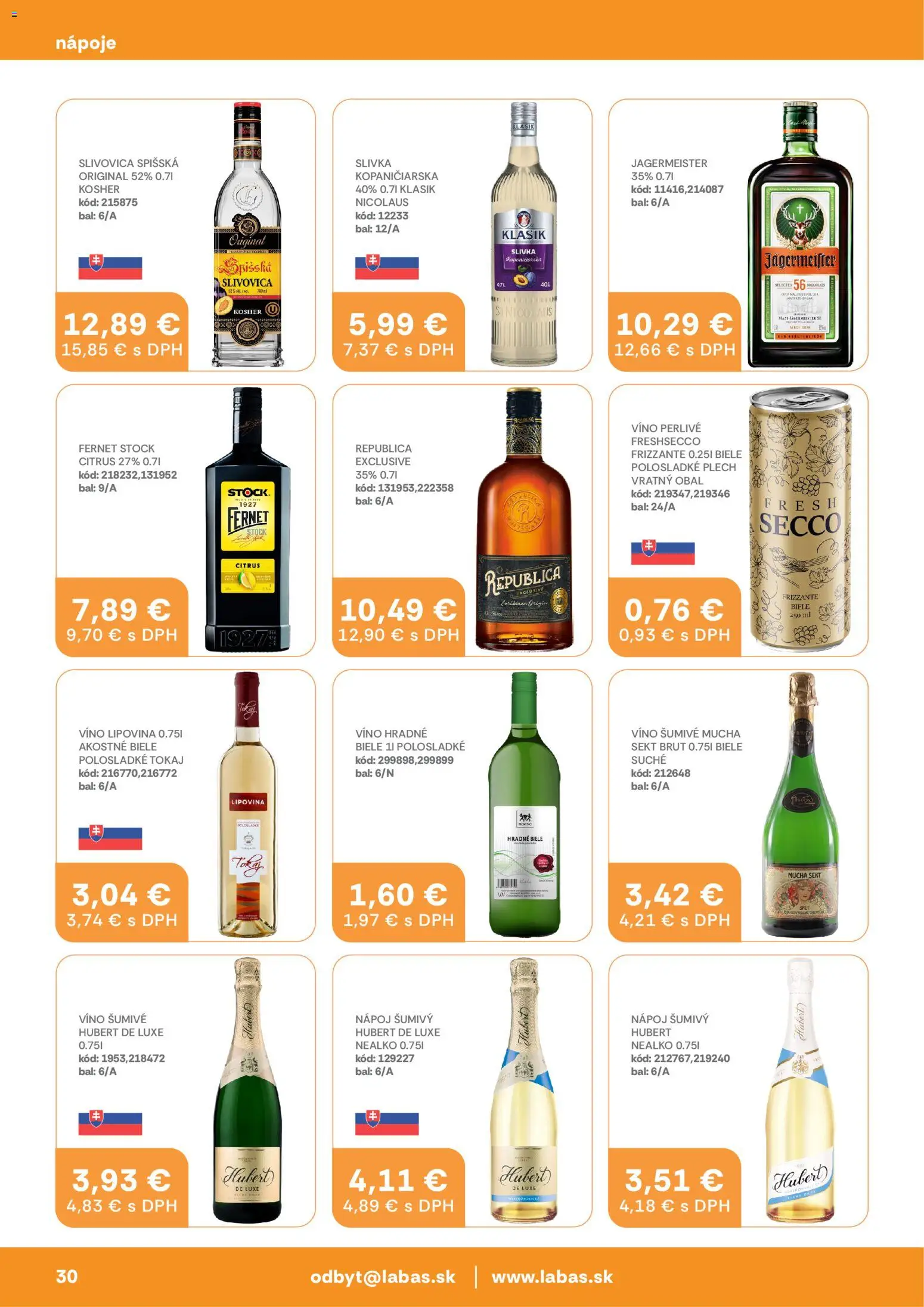 Nové Labaš akcie – leták je platný od 13.03.2026 | Strana: 30 | Produkty: Jägermeister, Republica, Slivovica, Fernet