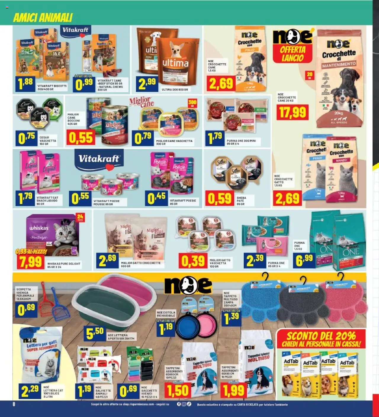 Volantino RisparmioCasa del 28.08.2025 | Pagina: 8 | Prodotti: Pollo, Pesce, Biscotti, Crocchette