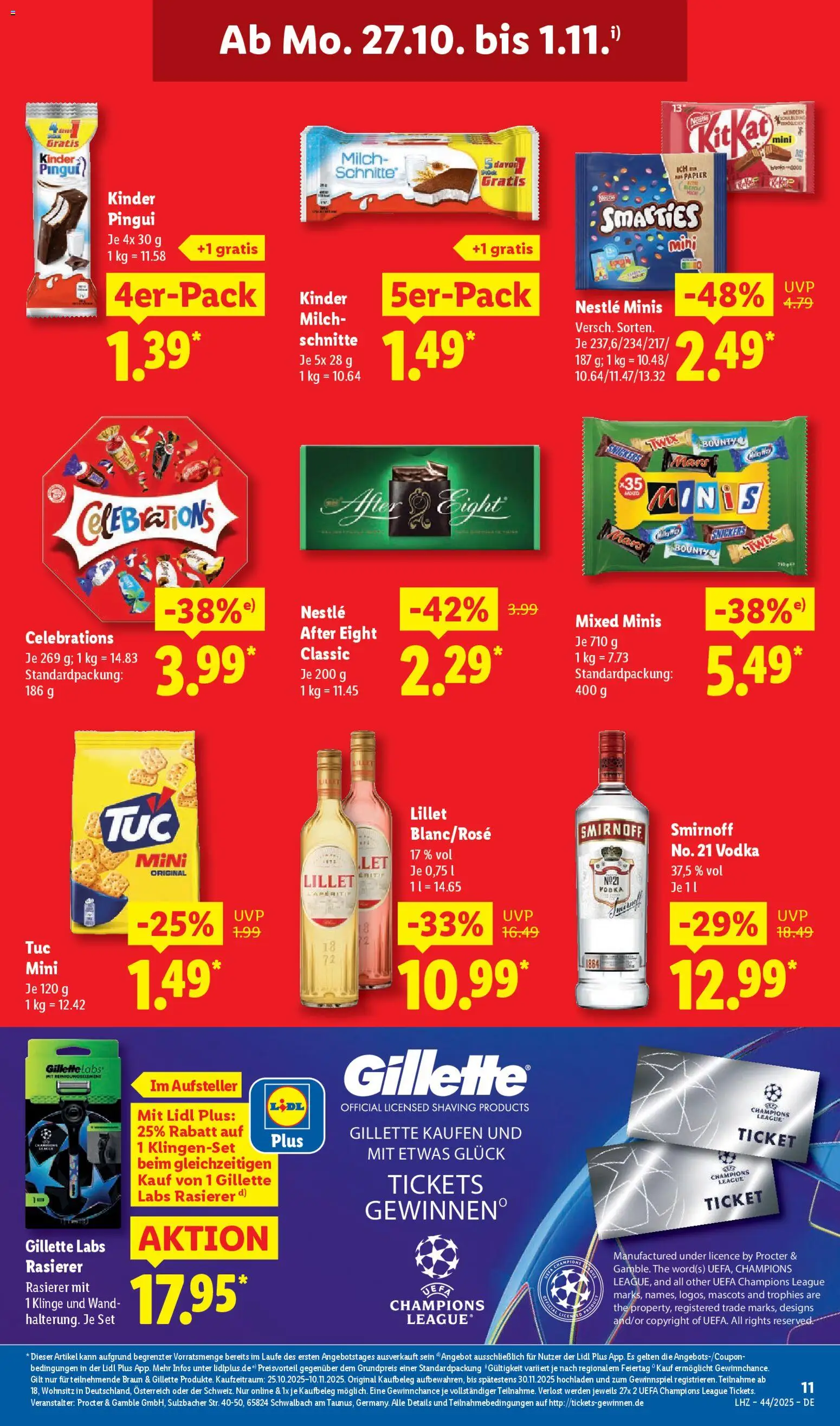 Lidl Prospekt Holzminden – gültig ab 27.10.2025 | Seite: 25 | Produkte: Rasierer, Twix, Lillet, Vodka
