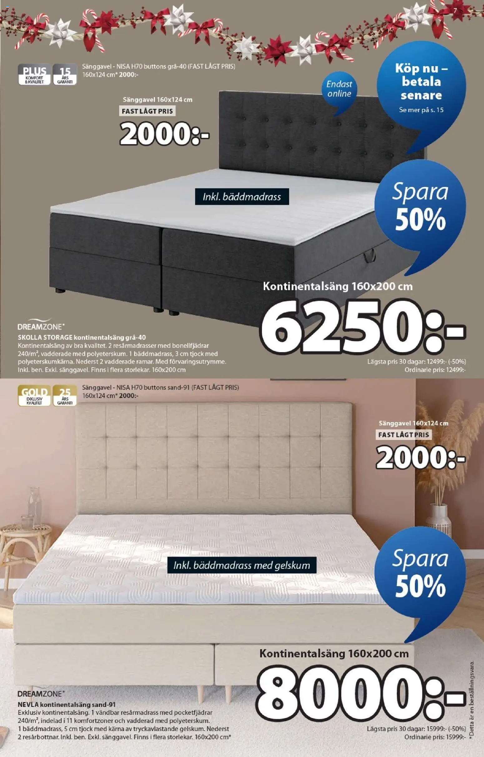 JYSK reklamblad aktuell från 15.12.2025 | Sida: 7 | Produkter: Bäddmadrass, Resårmadrass, Sänggavel