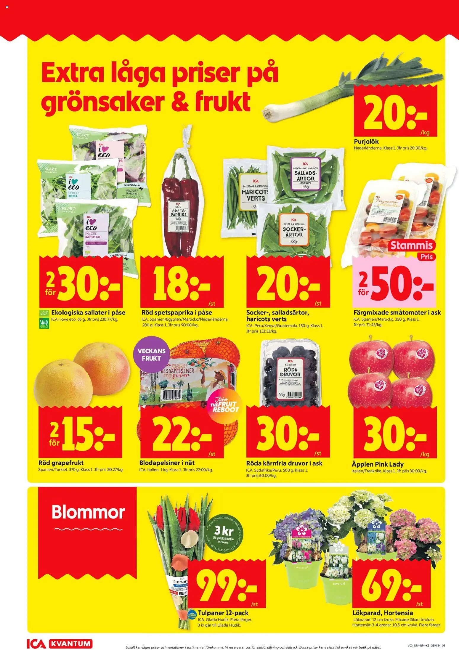 ICA Kvantum reklamblad aktuell från 12.01.2026 | Sida: 10 | Produkter: Babyspenat, Haricots verts, Grapefrukt, Ärtor