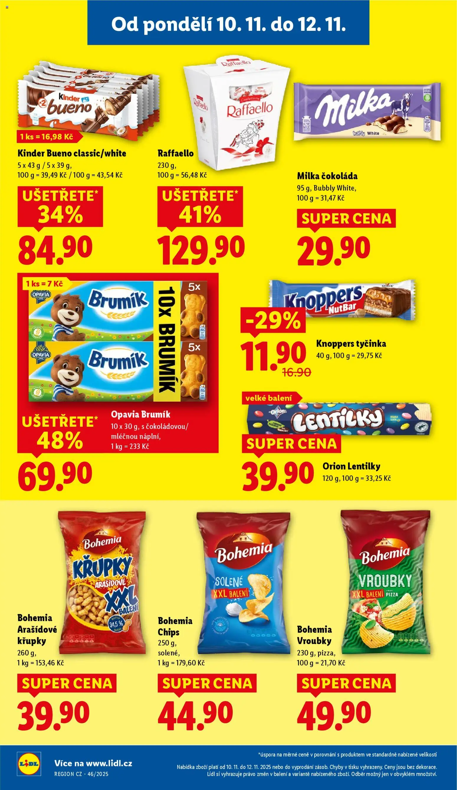 Lidl leták od 10.11.2025 | Strana: 20 | Produkty: Čokoláda milka, Pizza, Kinder Bueno, Lentilky