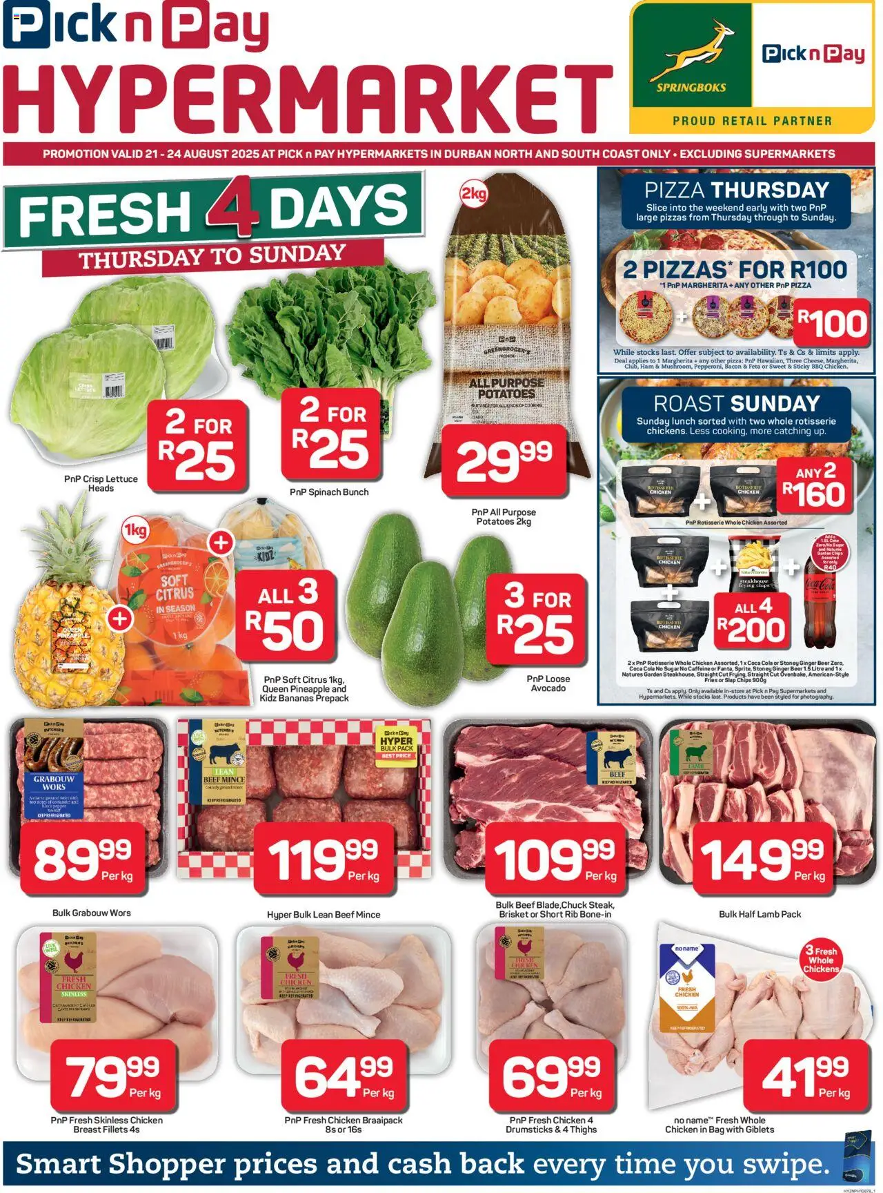 Pick n Pay KwaZulu-Natal - Fresh Specials │ valid from 21.08.2025 | Page: 1 | Products: Pizza, Beer, Beef, Sugar
