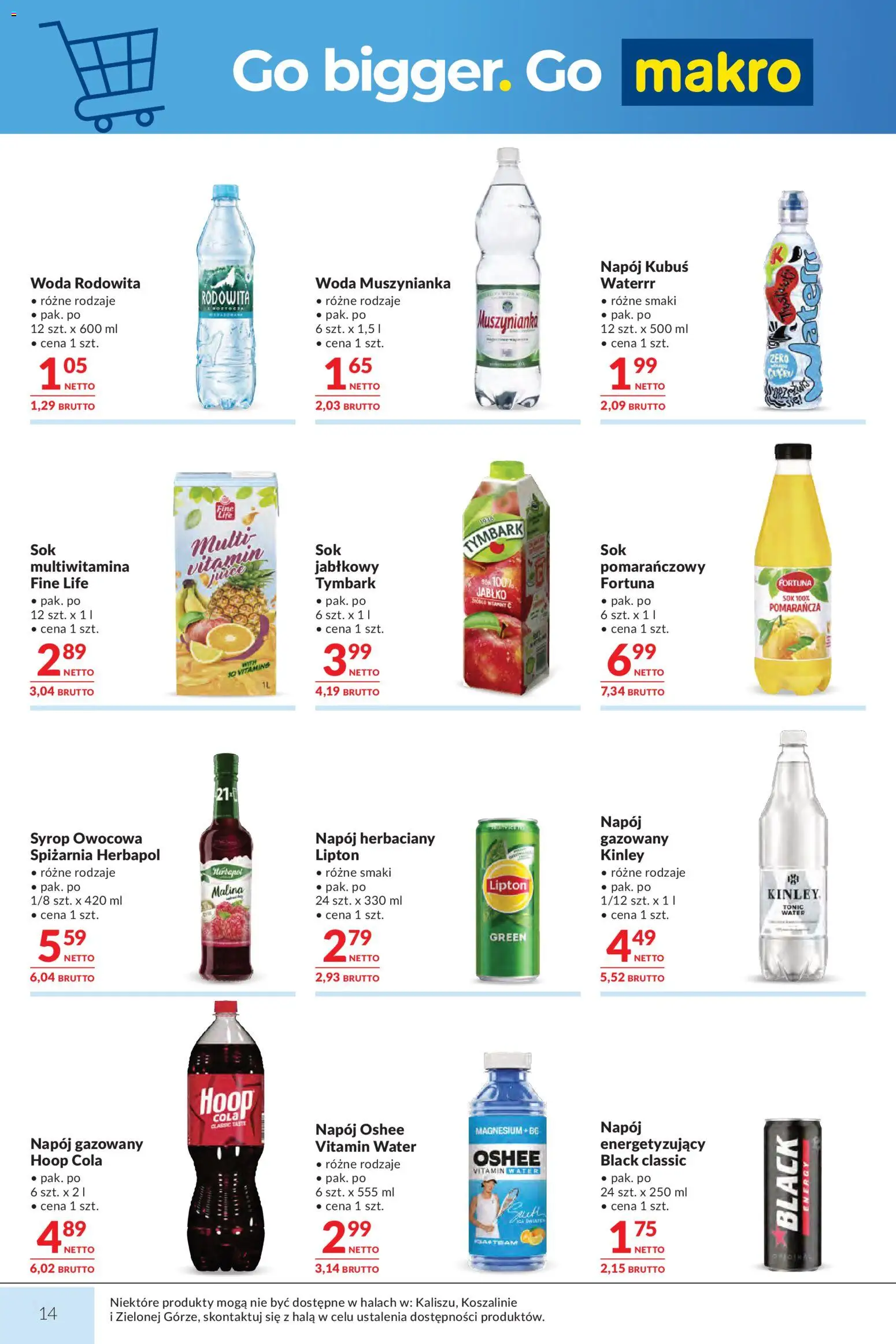 Makro gazetka od 14.04.2026 | Strona: 14 | Produkty: Syrop, Malina, Sok, Woda