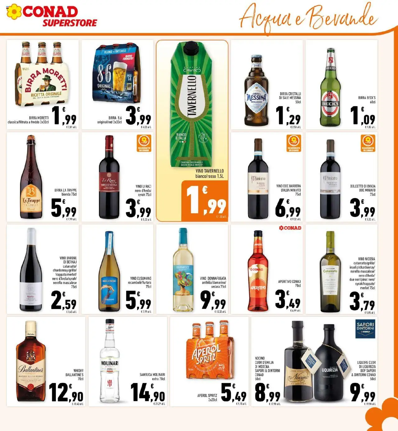 Volantino Conad del 08.10.2025 | Pagina: 23 | Prodotti: Birra, Birra Moretti, Birra messina, Aperol