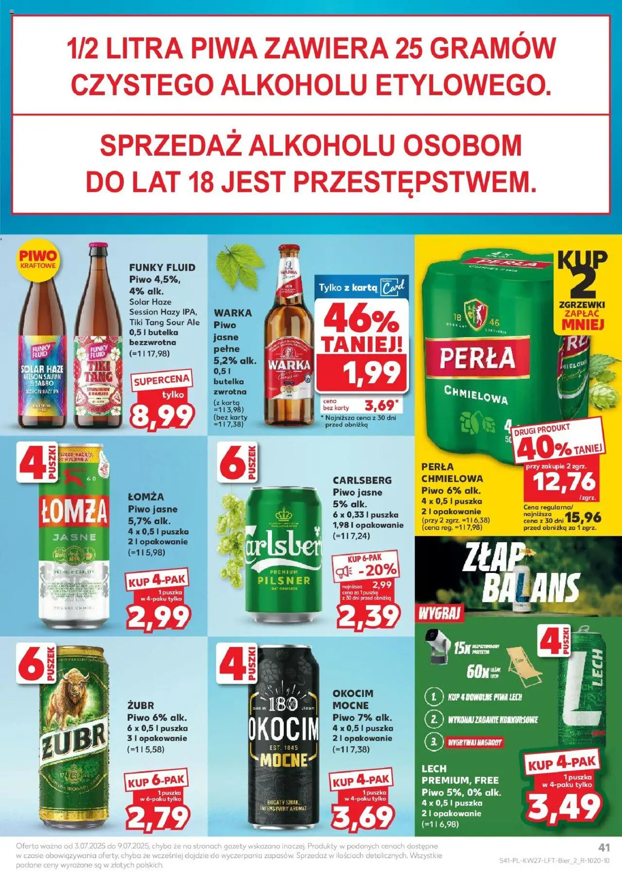 Kaufland gazetka od 03.07.2025 | Strona: 41 | Produkty: Karta, Warka, Piwo