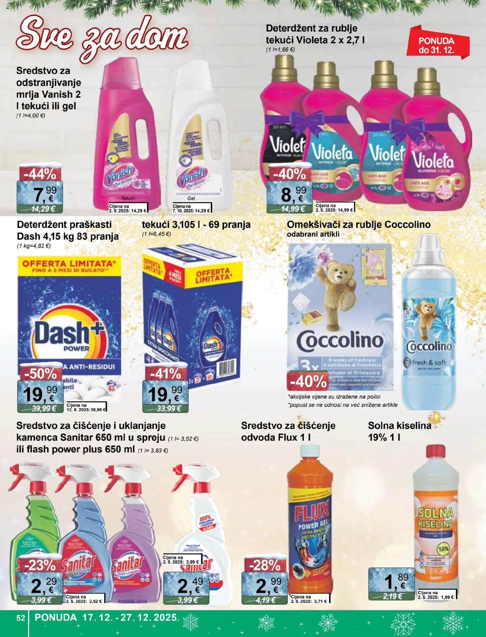 KTC katalog | vrijedi od 17.12.2025 | Stranica: 52 | Proizvodi: Solna kiselina, Deterdžent, Vanish, Violeta