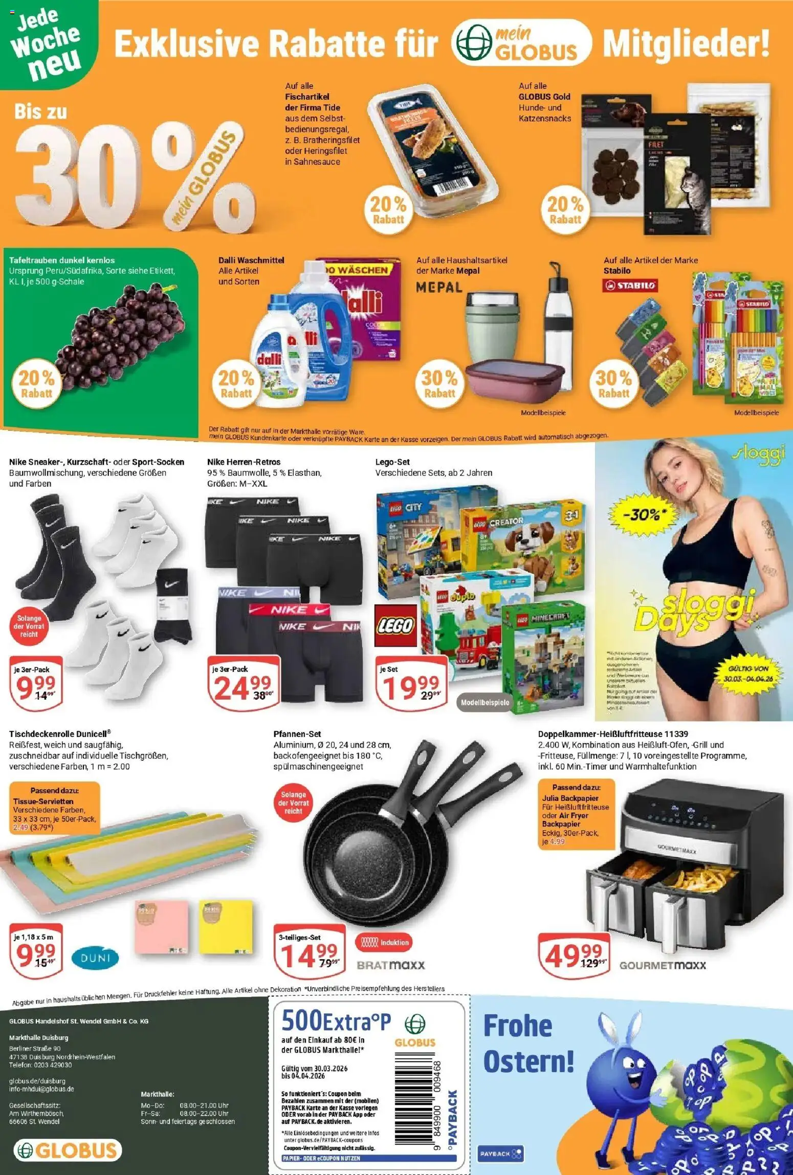 Globus prospekt Duisburg	 – gültig ab 30.03.2026 | Seite: 31 | Produkte: Berliner, Grill, Heißluftfritteuse, Uhr