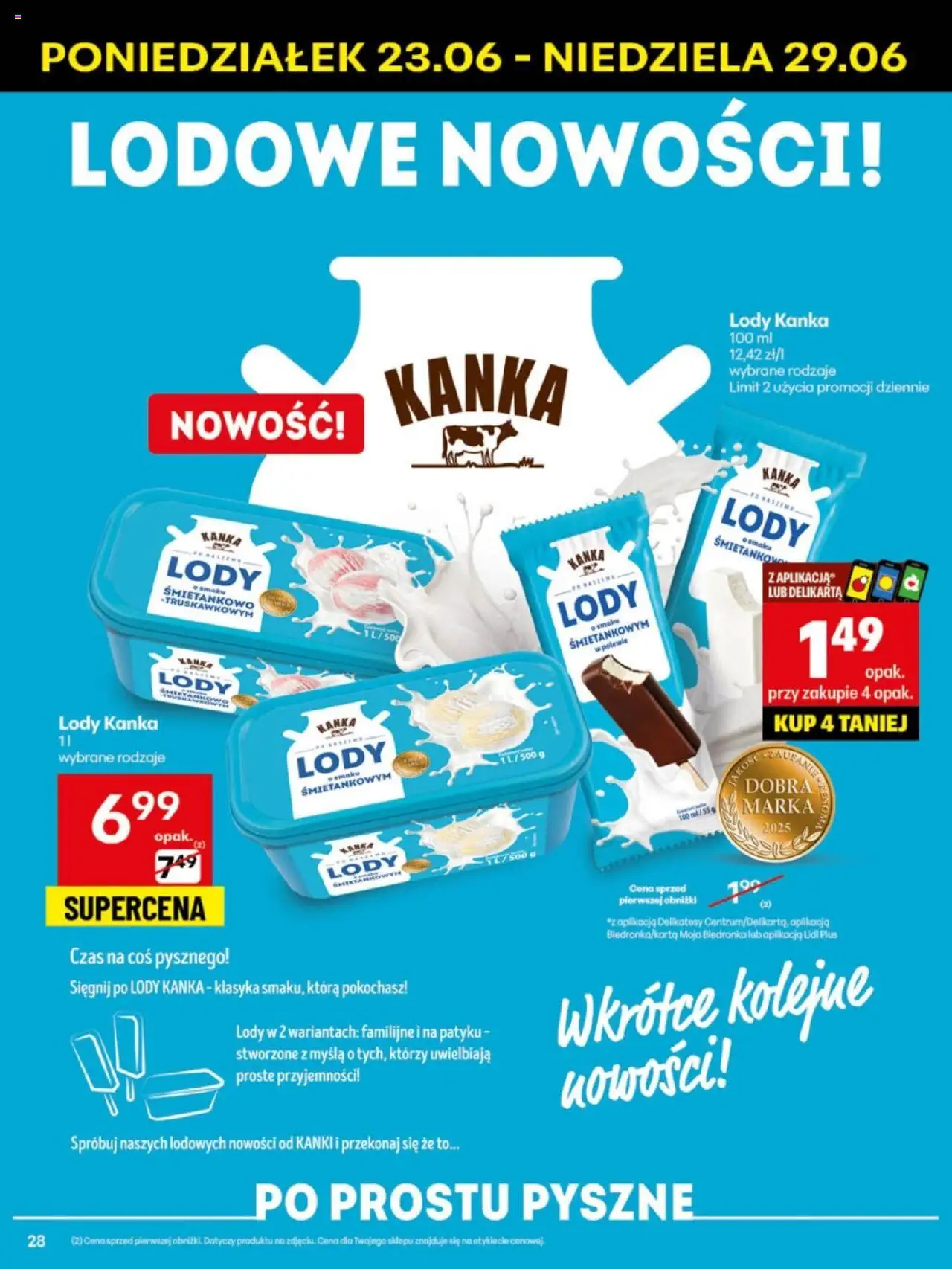 Delikatesy Centrum Gazetka - Sklepy Własne od 23.06.2025 | Strona: 28 | Produkty: Delikatesy, Lody