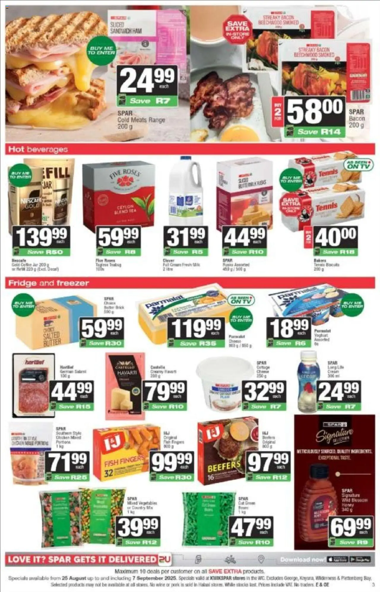 KWIKSPAR - Western Cape - Weekly Specials │ valid from 25.08.2025 | Page: 3 | Products: Fridge, Fish, Vegetables, Bacon