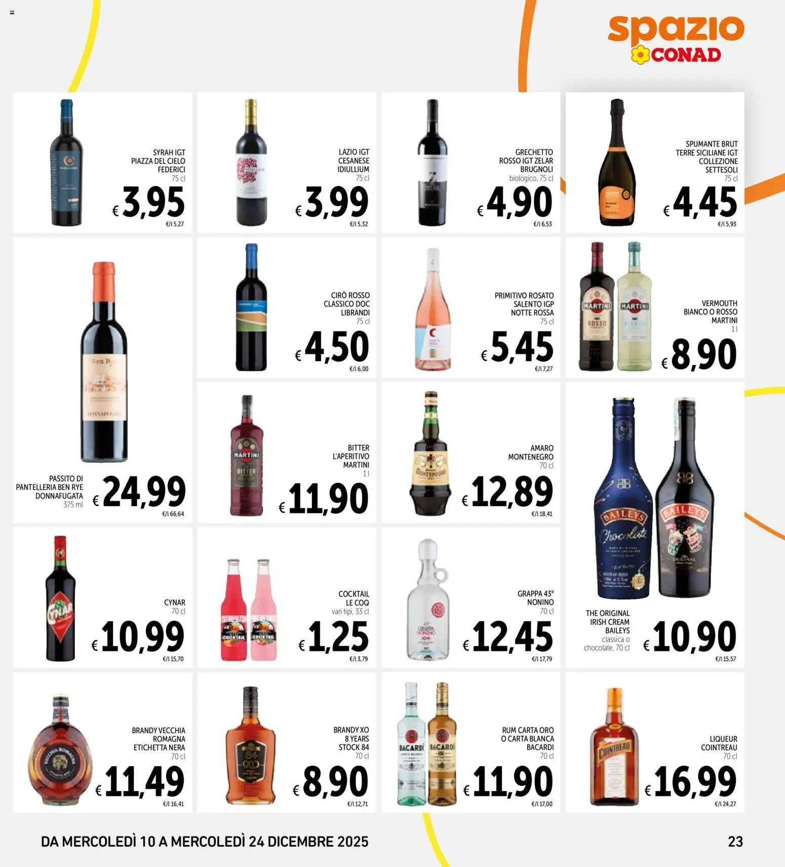 Volantino Spazio Conad del 10.12.2025 | Pagina: 23 | Prodotti: Rum, The, Spumante, Amaro