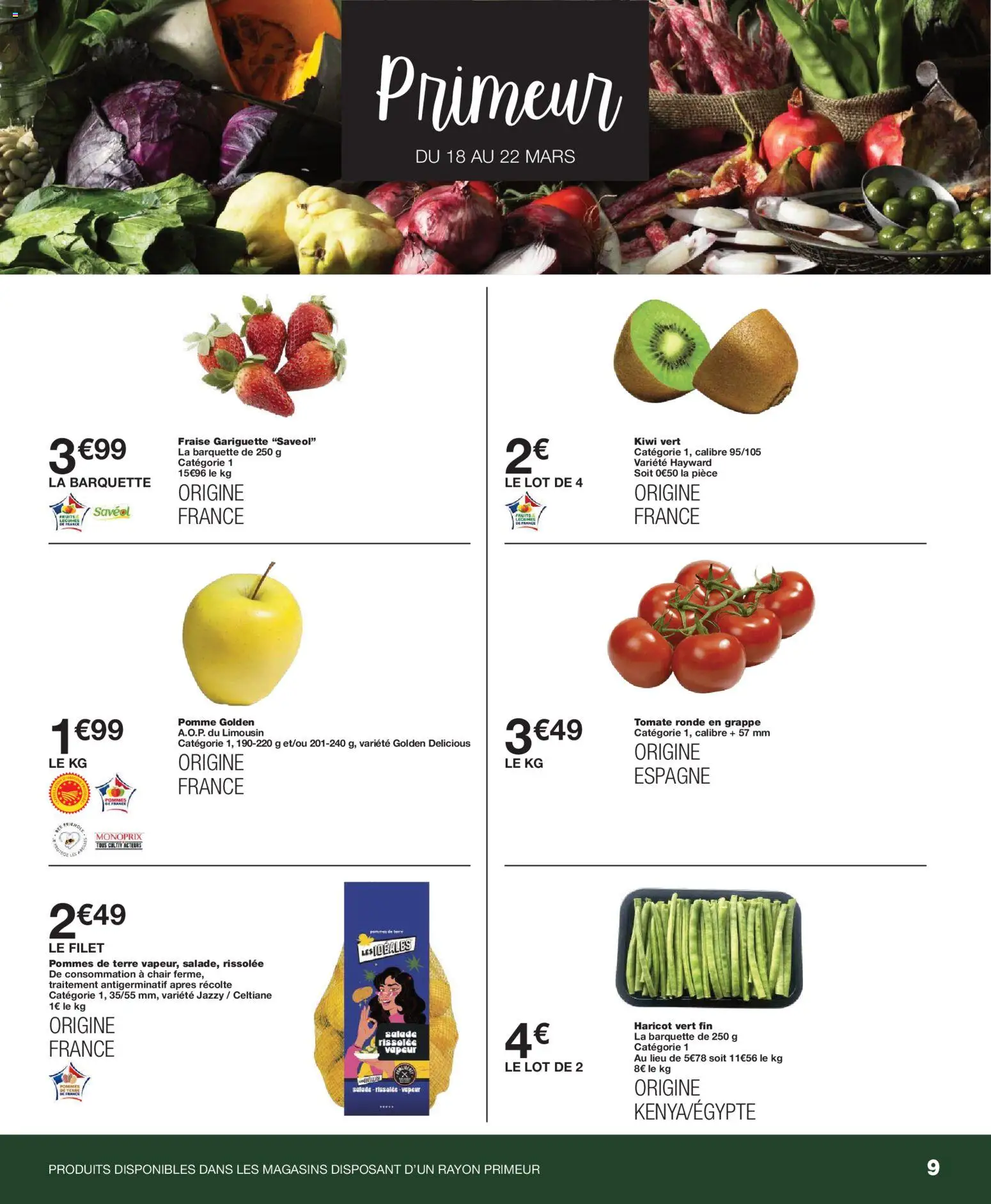 {H1} | Page: 9 | Produits: Pomme, Haricot vert, Kiwi vert, Pommes
