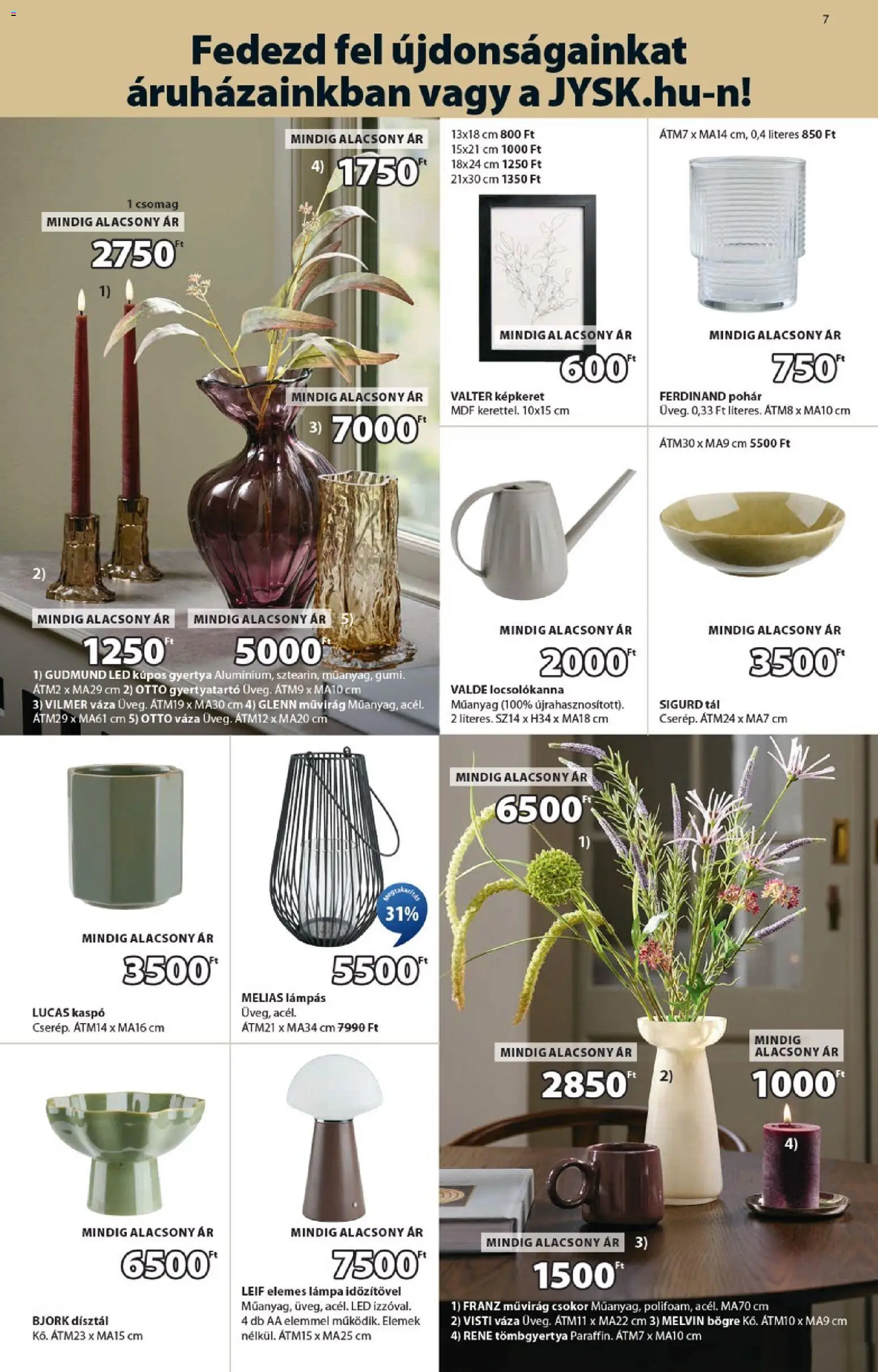 JYSK akciós ujság - amely érvényes a következő dátumtól: 02.02.2026 | Oldal: 7 | Termékek: Bögre, Gyertya, Művirág, Gyertyatartó