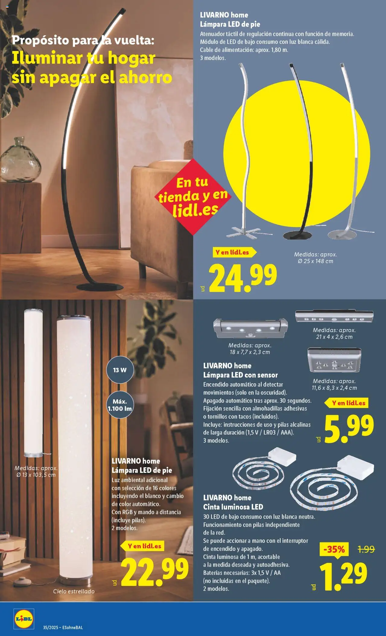 Lidl catálogo de bazar BCN │ válido desde el 25.08.2025 | Página: 10 | Productos: Tacos, Cable, Lámpara