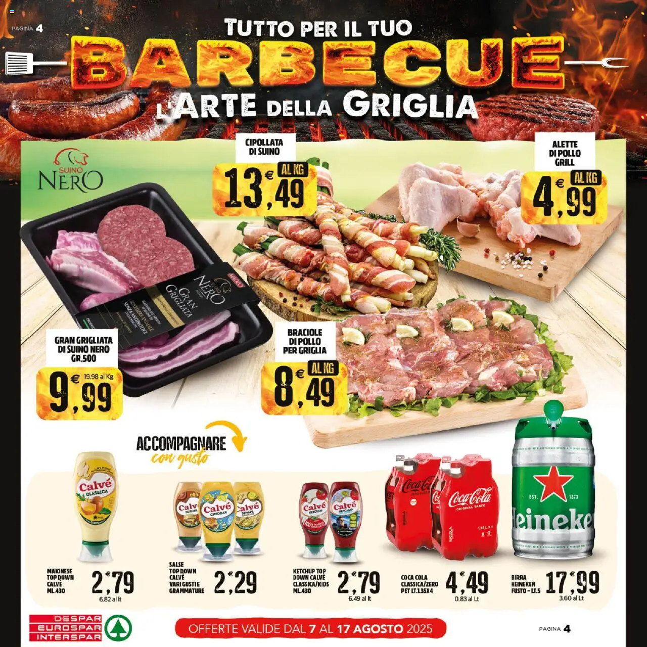 Volantino Interspar del 07.08.2025 | Pagina: 4 | Prodotti: Birra, Suino, Top, Griglia