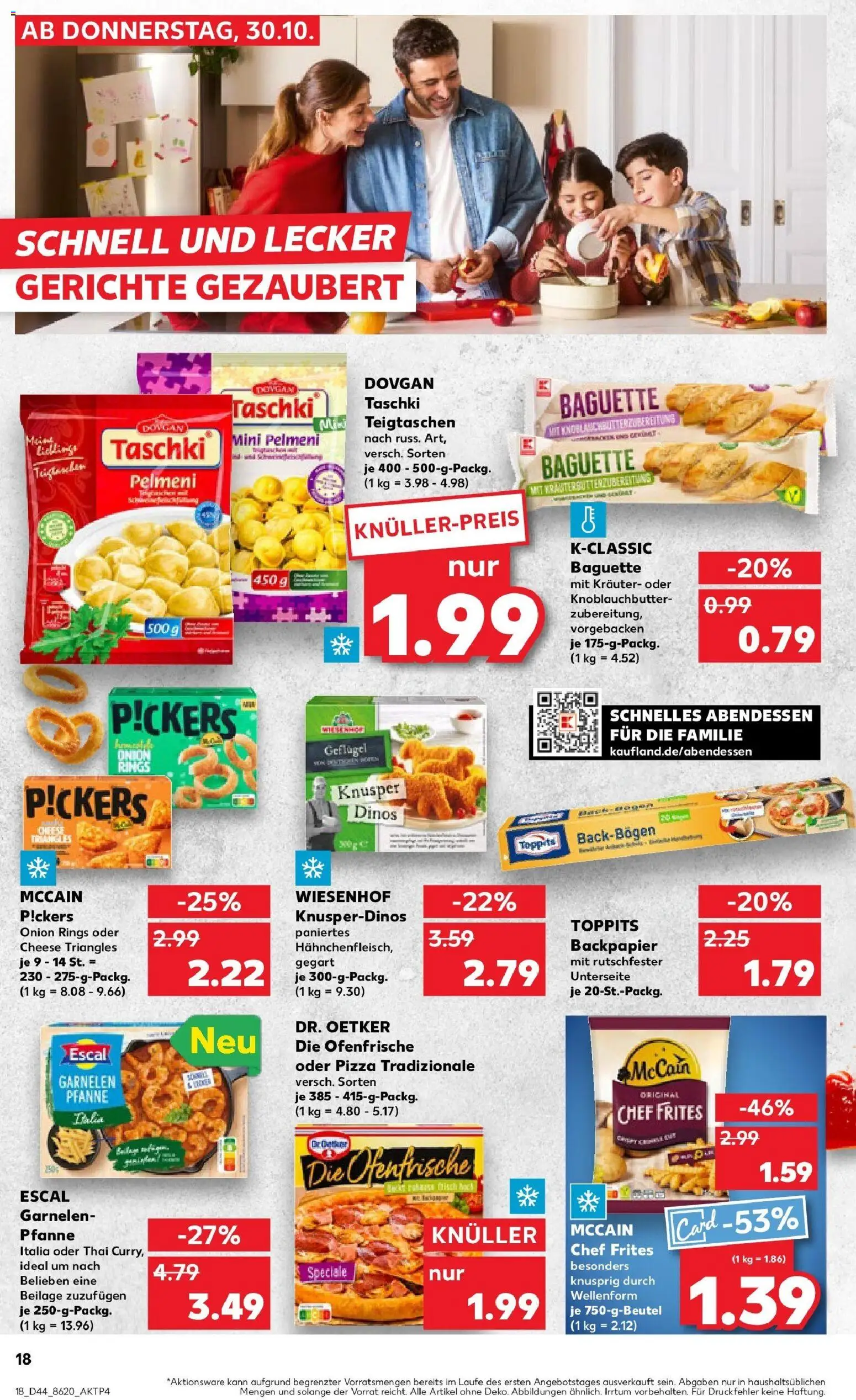 Kaufland prospekt Velbert	 – gültig ab 30.10.2025 | Seite: 18 | Produkte: Baguette, Garnelen, McCain, Ofenfrische