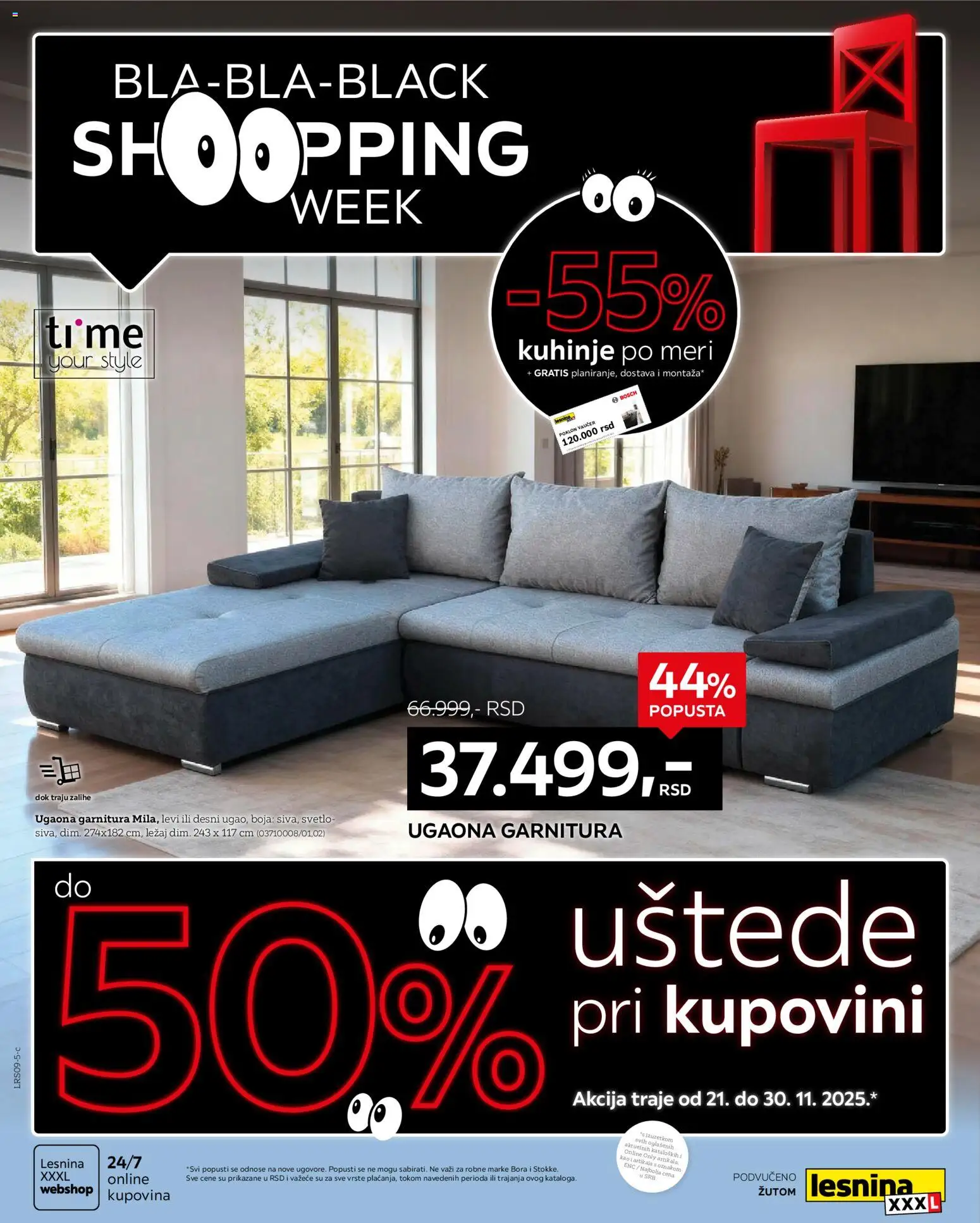 Lesnina XXXL katalog - važi od 21.11.2025 | Strana: 1 | Proizvode: Bosch, Ugaona garnitura