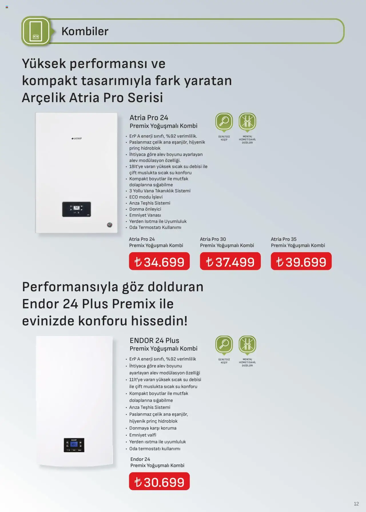 Arçelik İklimlendirme Kataloğu - 16.10.2025 tarihinden itibaren geçerlidir | Sayfa: 12 | Ürünler: Su