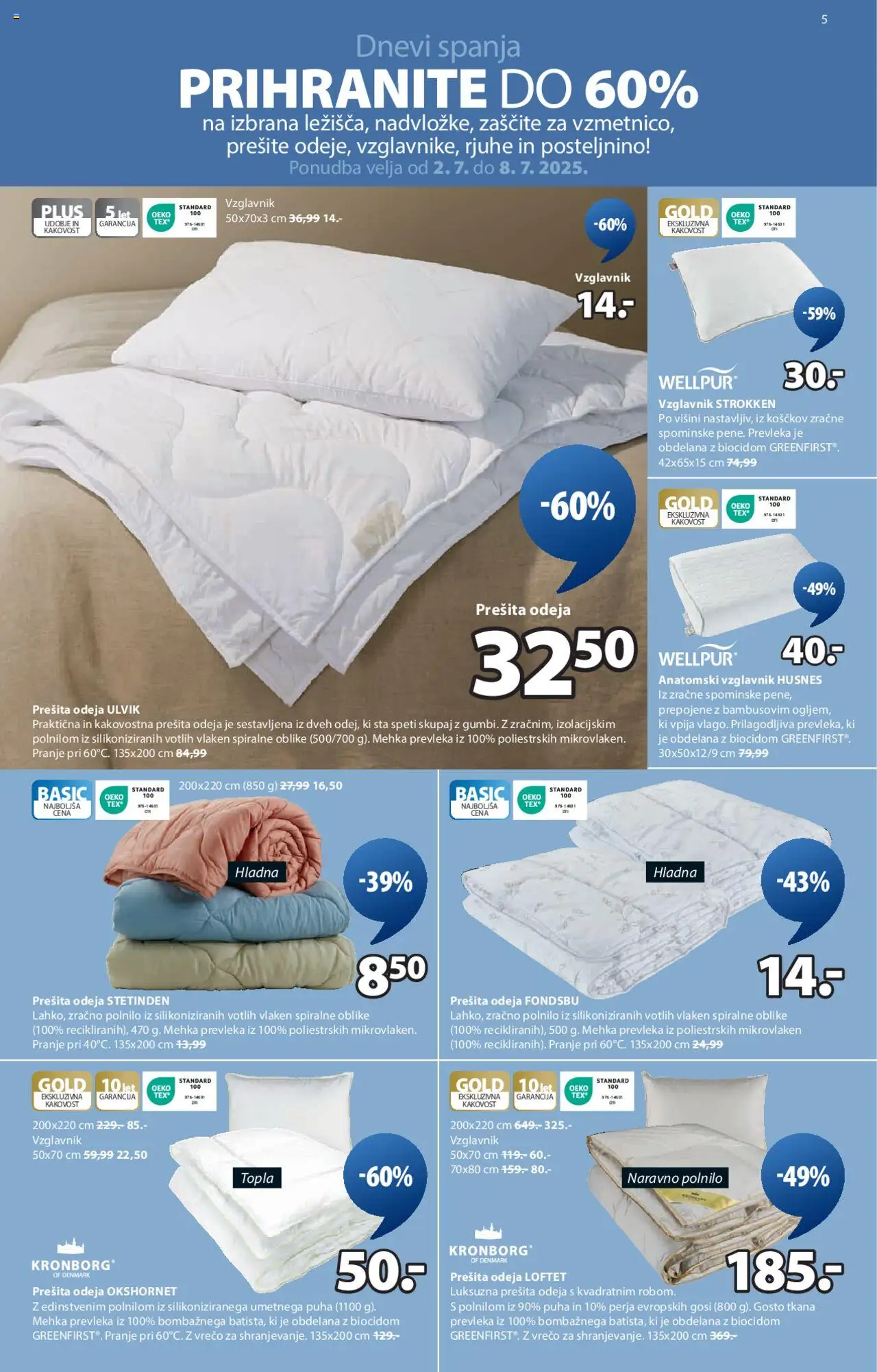 JYSK katalog │ velja od 02.07.2025 | Stran: 5 | Izdelki: Vzglavnik, Prevleka, Posteljnina, Rjuha